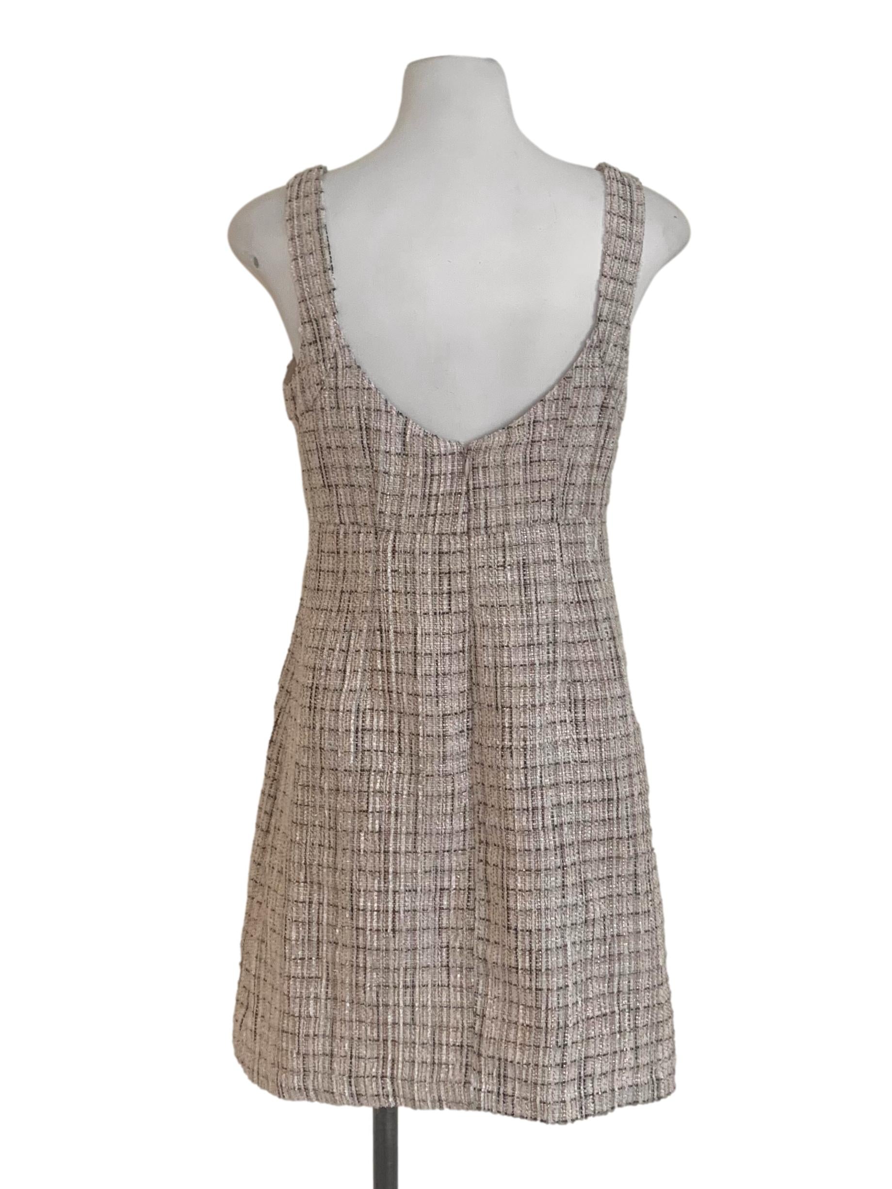 Sepia Beige Tweed A-Line Dress LB