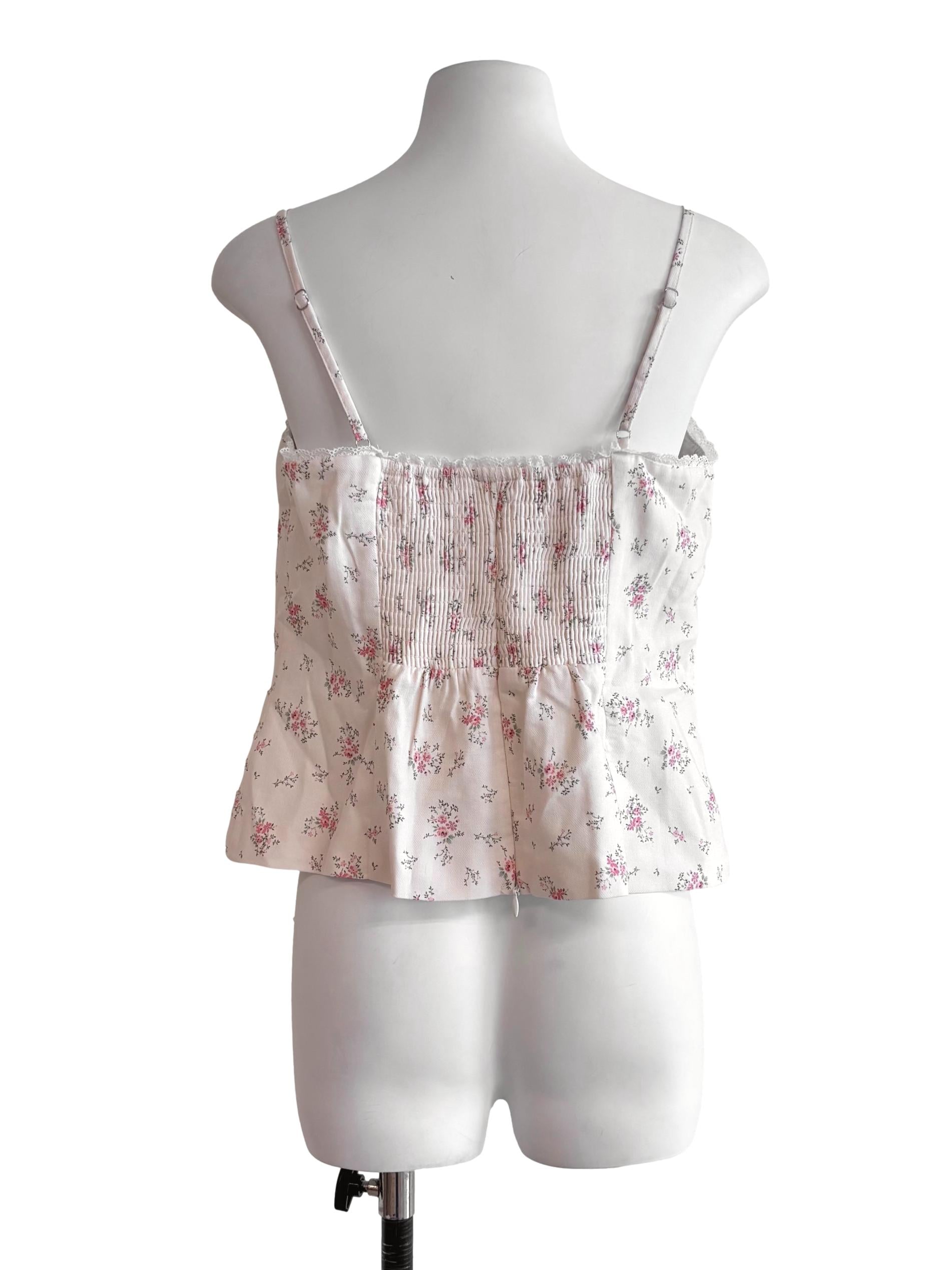 Cream Arabella Padded Floral Corset Lace Trim Top