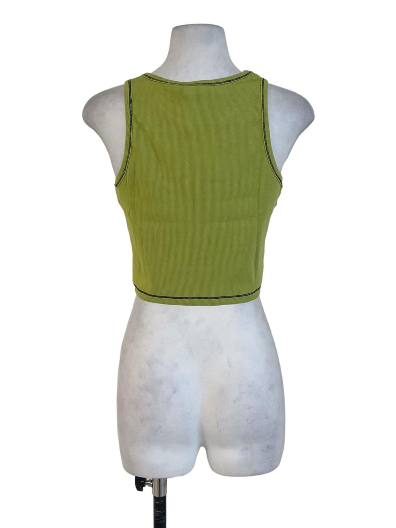 Green Cherry Contrast Racercut Top