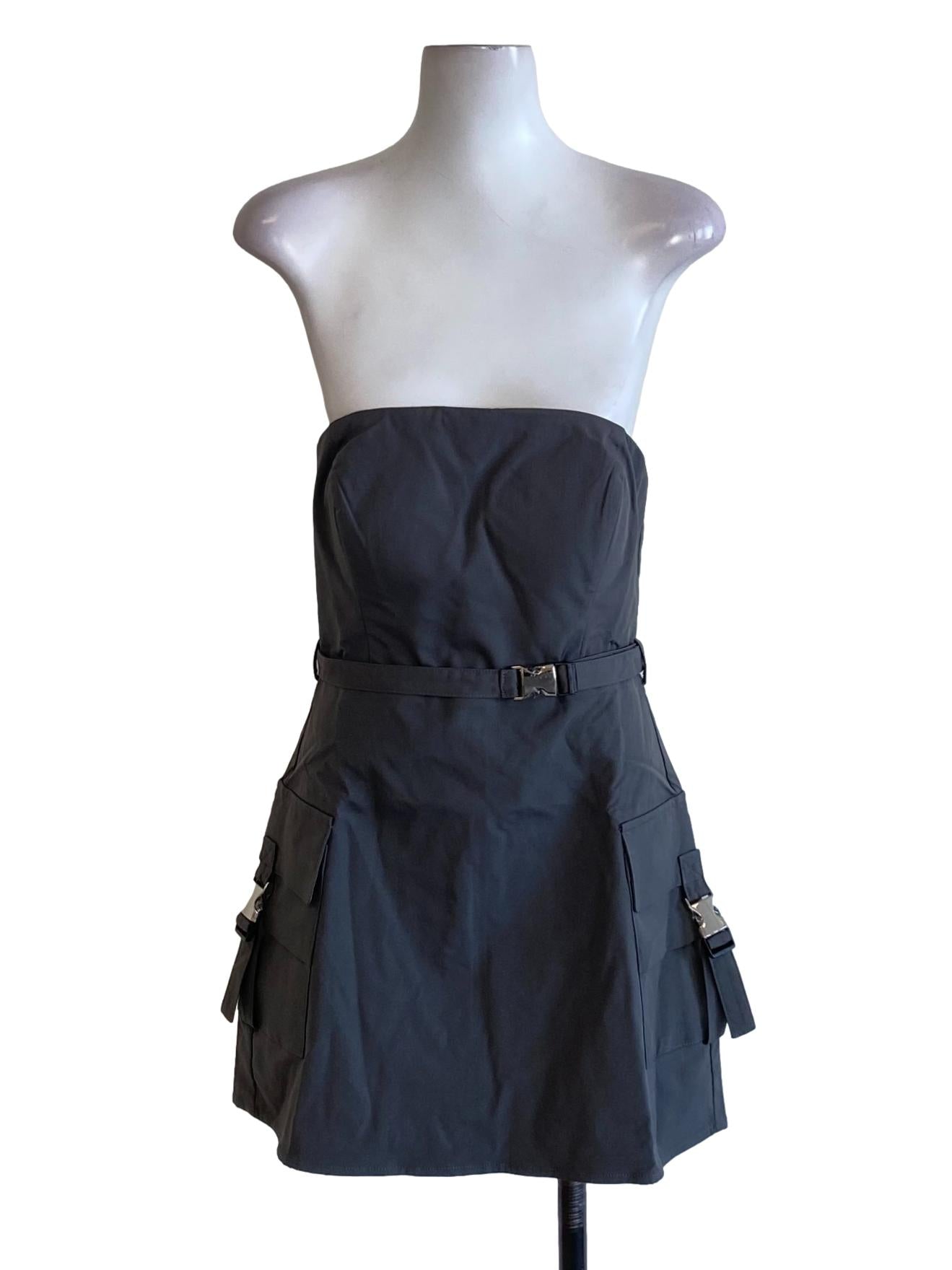 Anchor Grey Buckle Up Strapless A-Line Dress
