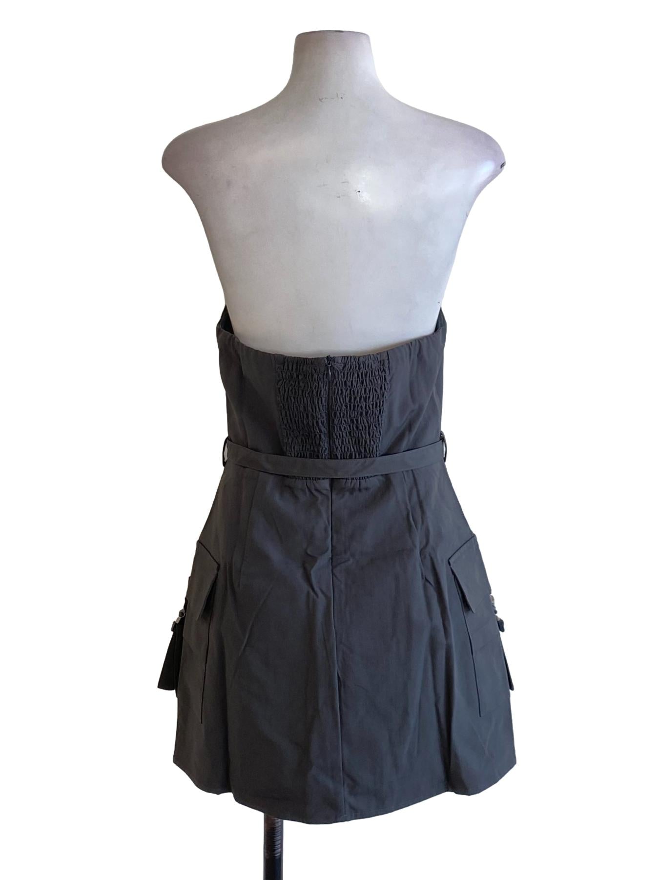 Anchor Grey Buckle Up Strapless A-Line Dress