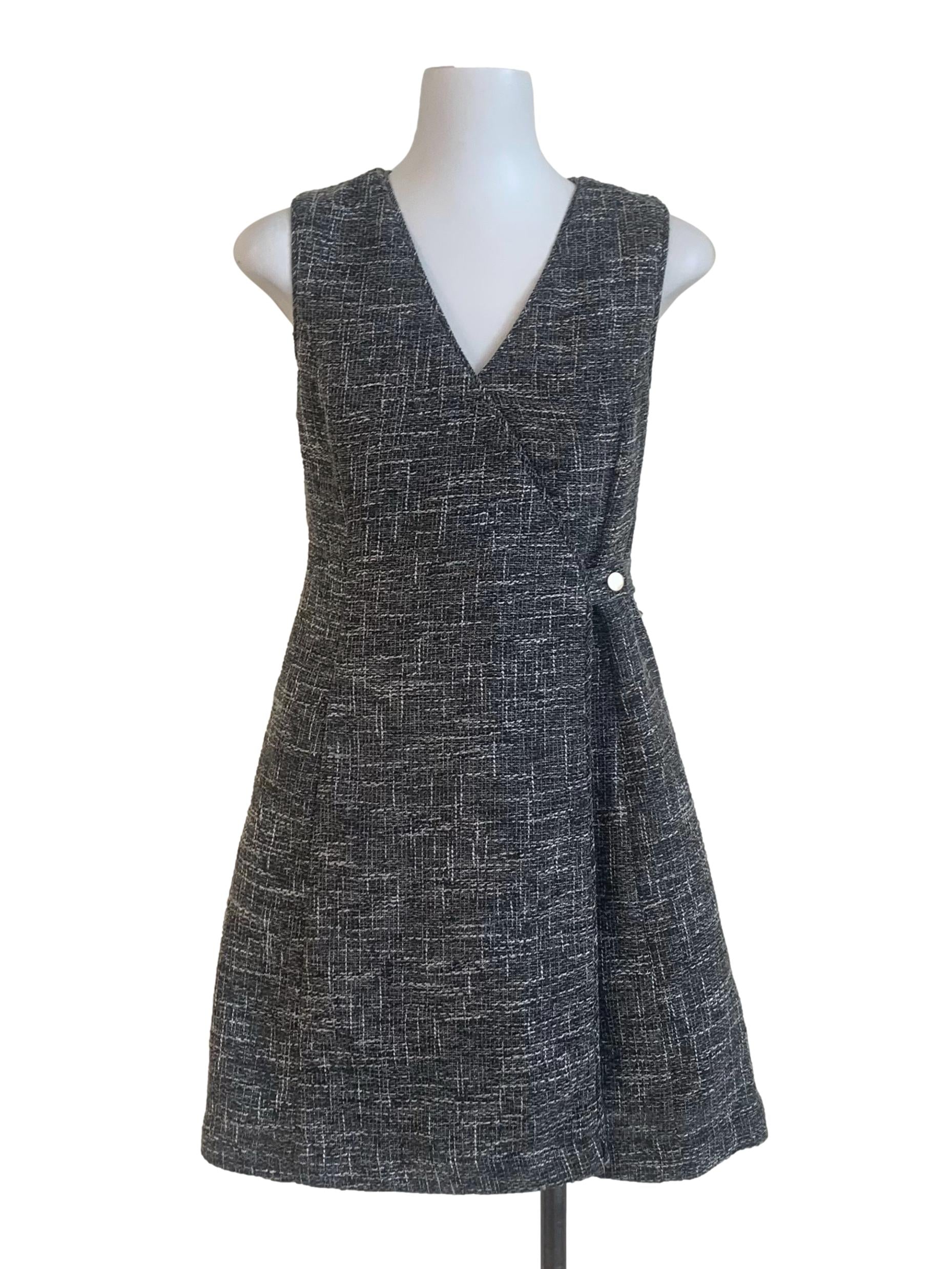 Charcoal Black Tweed A-Line Dress LB