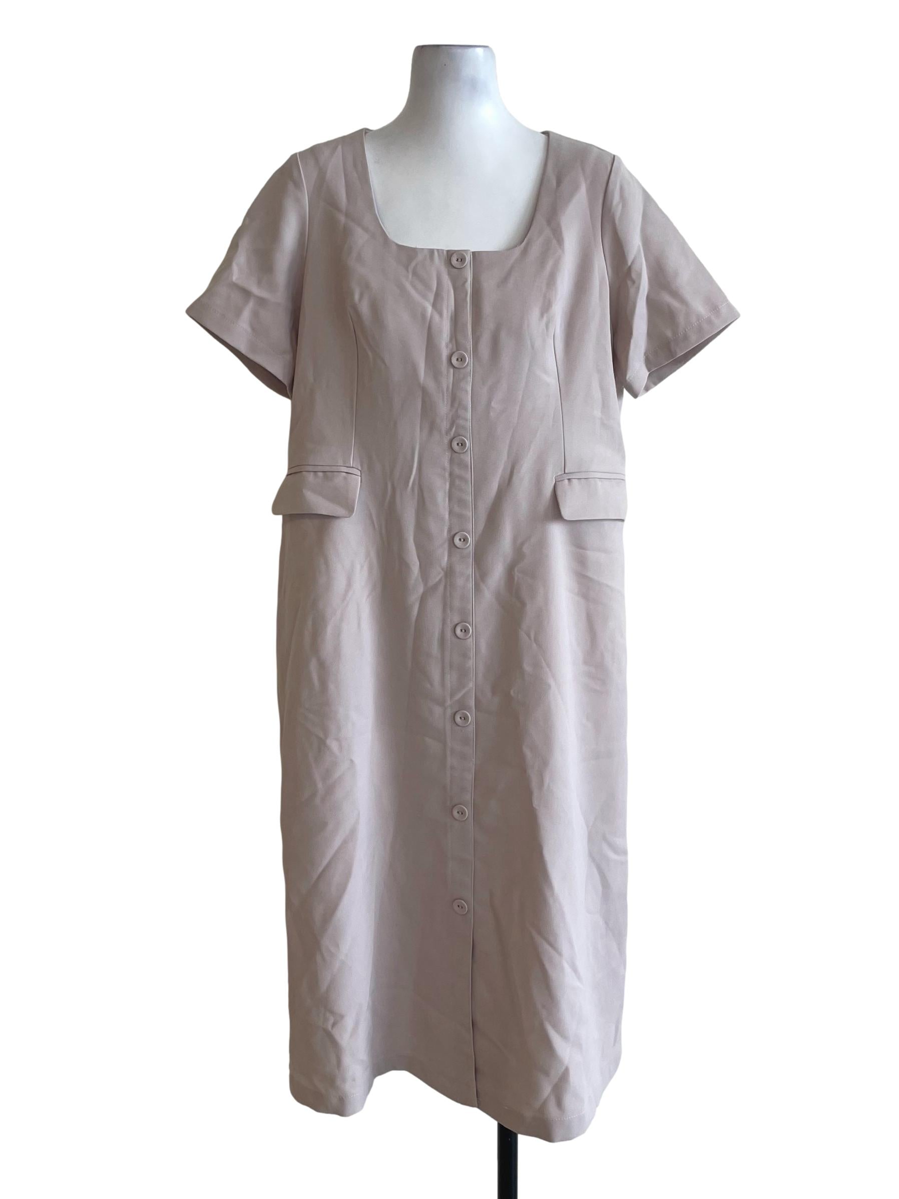 Pastel Brown Square Neck Dress
