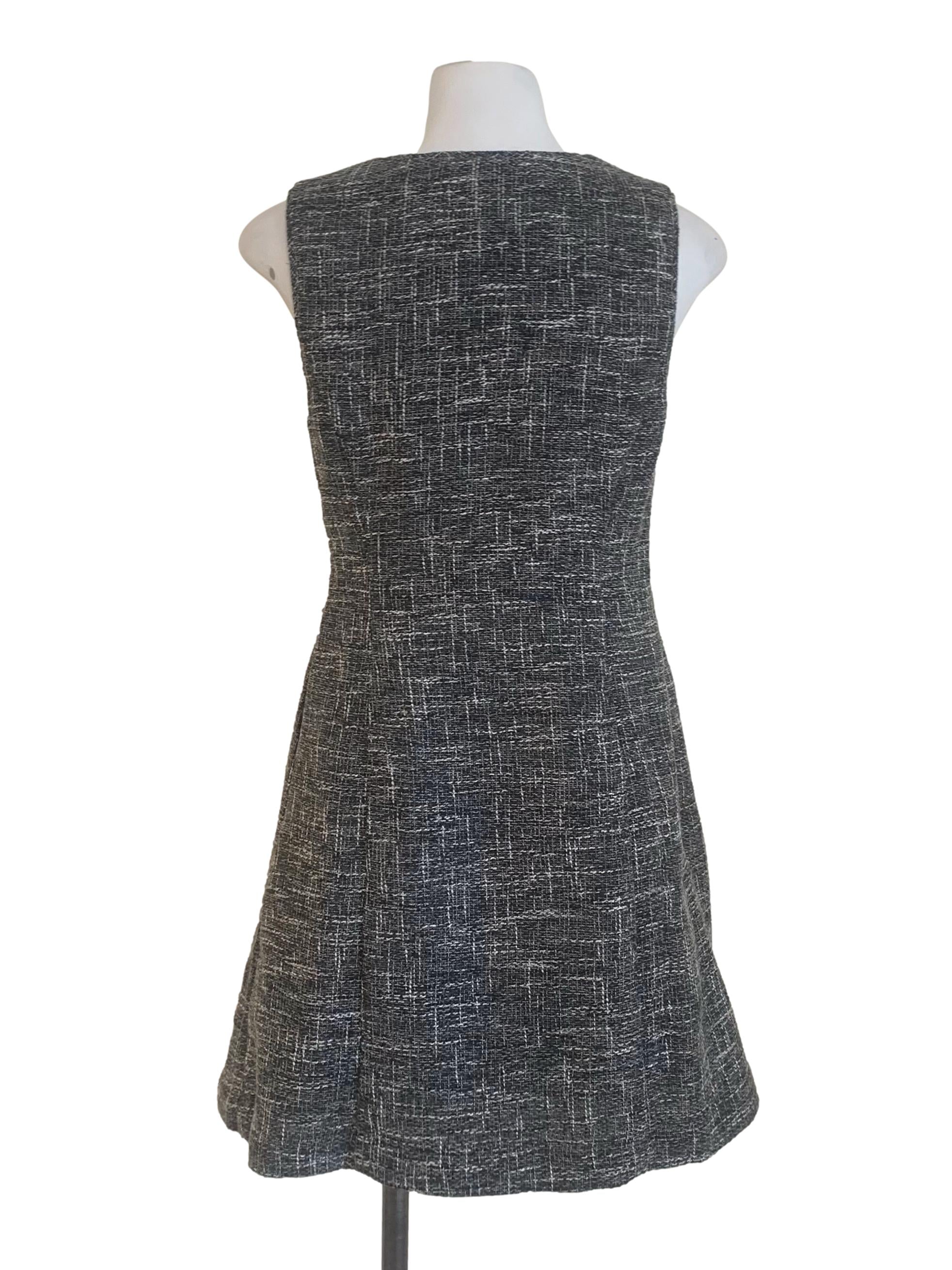 Charcoal Black Tweed A-Line Dress LB