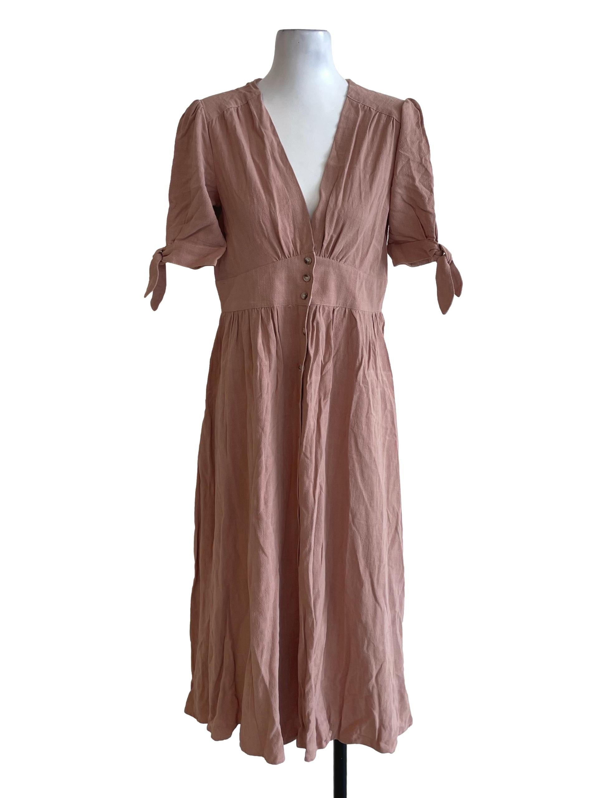 Peach Button Up Dress