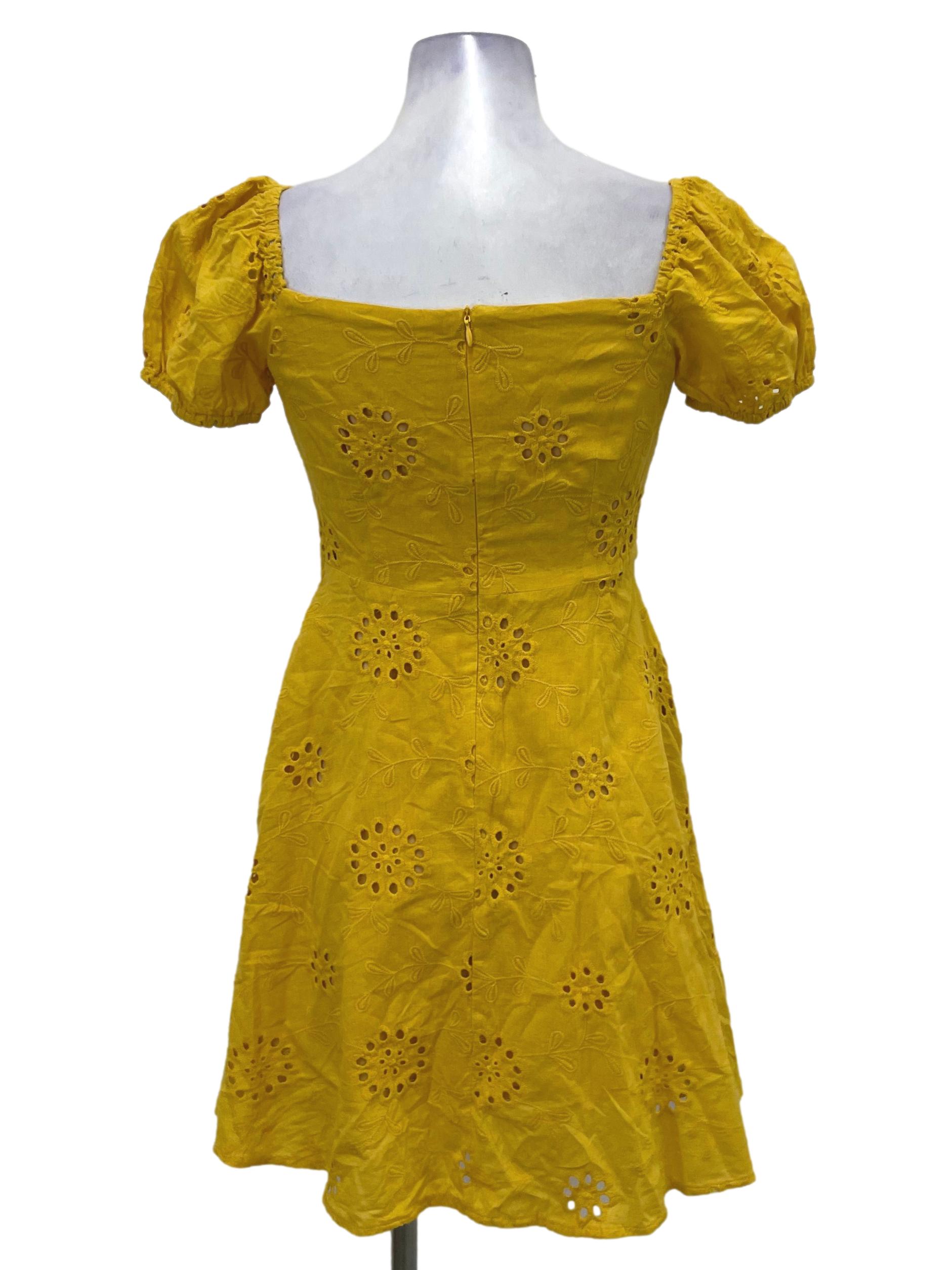 Mustard Yellow Eyelet Skater Dress