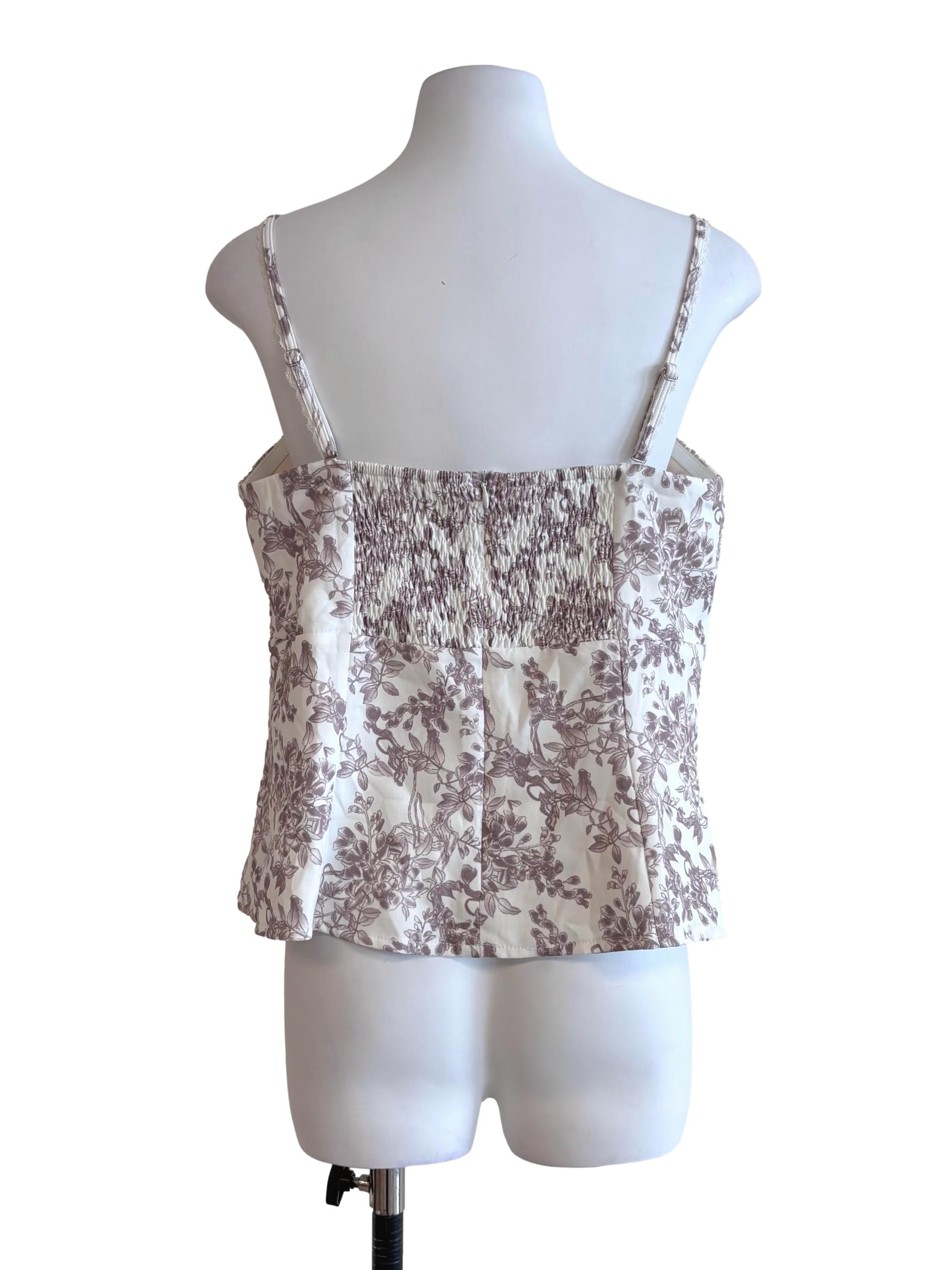 White Prints Sweetheart Top