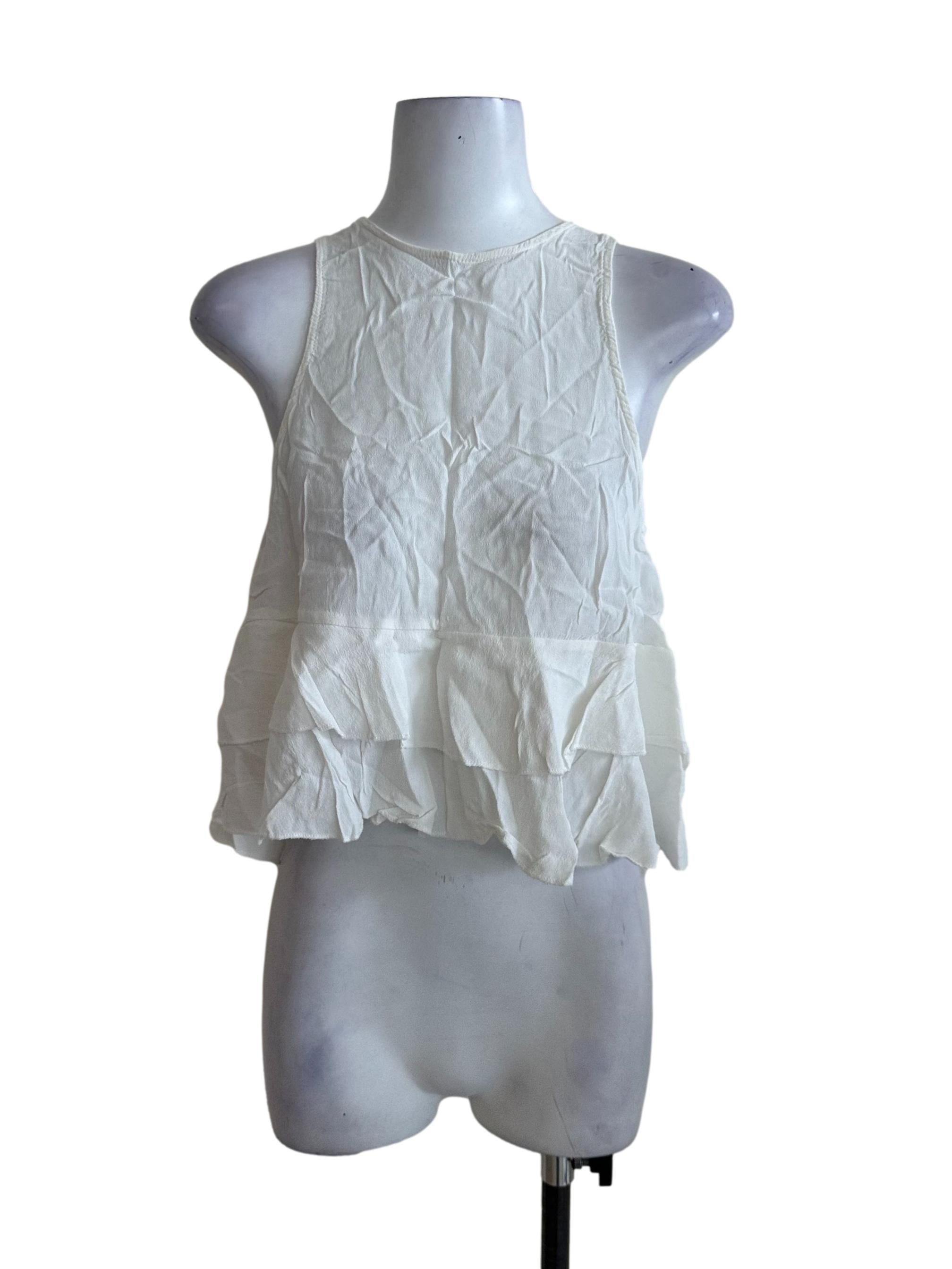 Off White Halter Layer Peplum Top