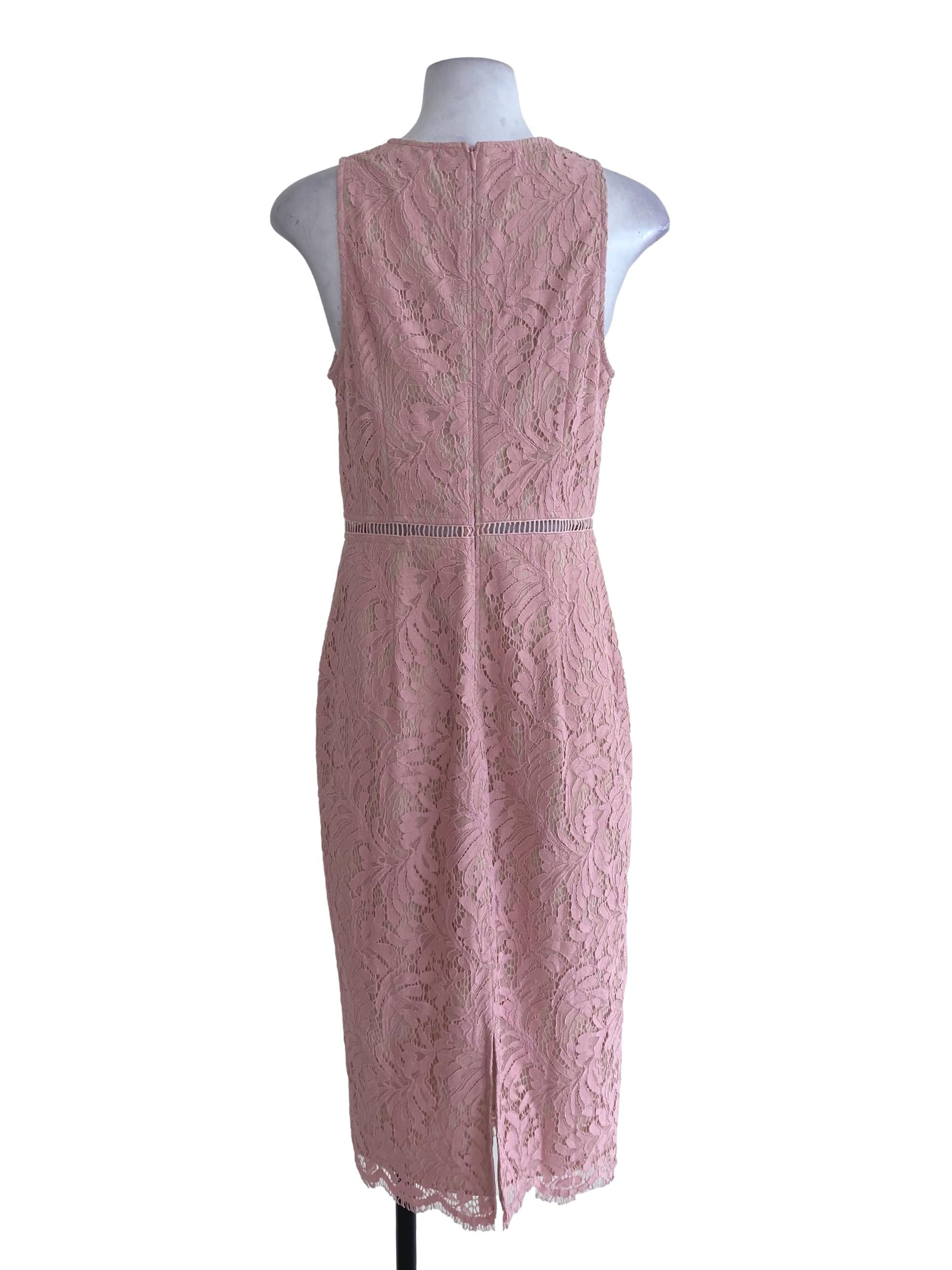 Pink Floral Laced Sheath Dress LB