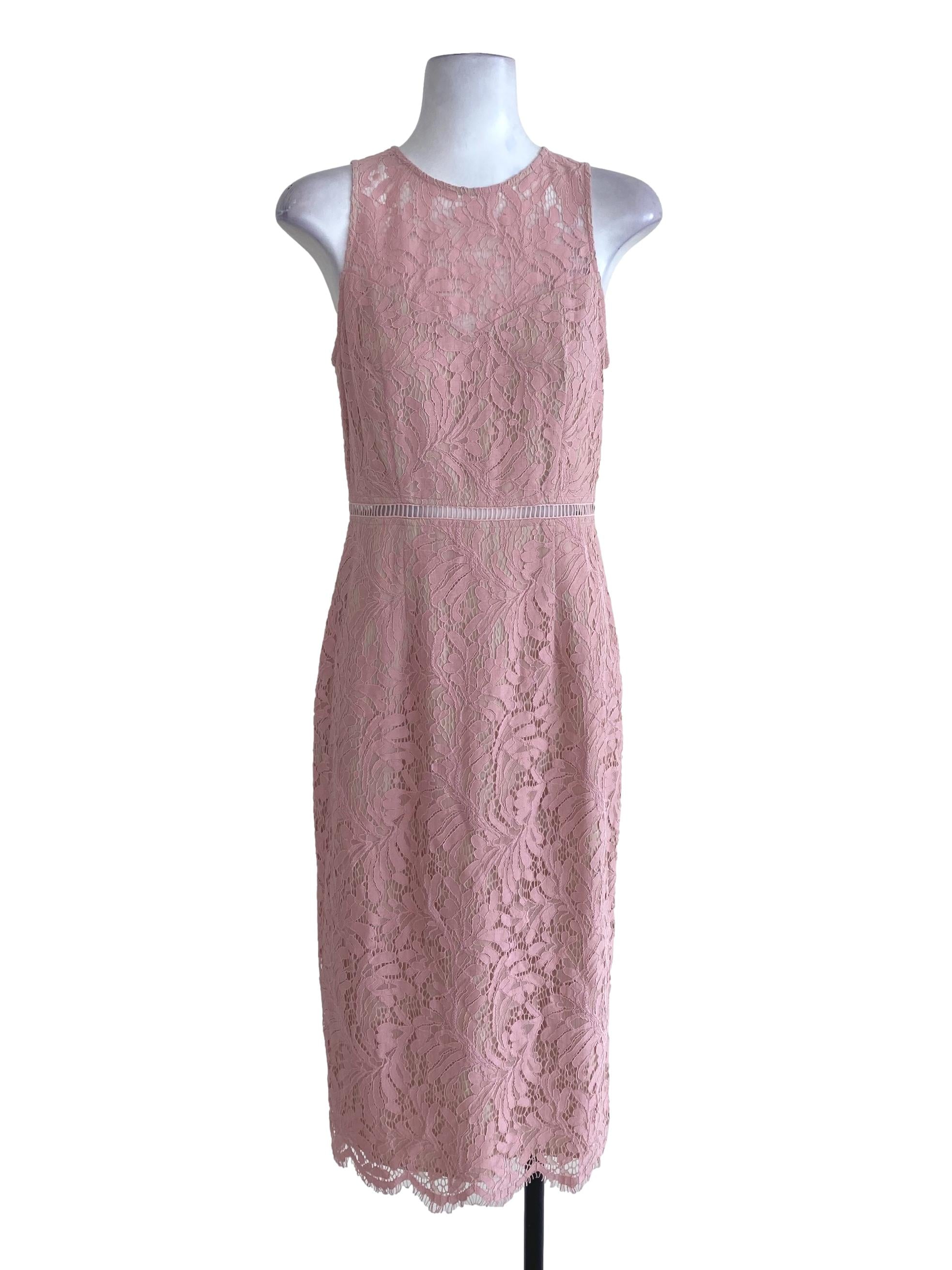 Pink Floral Laced Sheath Dress LB