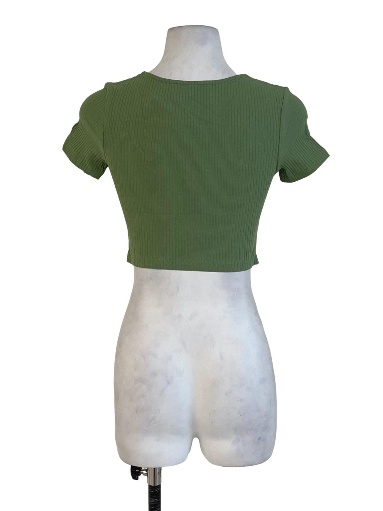 Green Shea Drawstring Ribbed Top