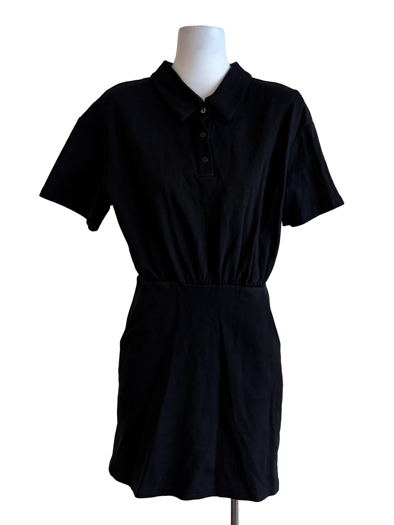 Night Black Short Sleeve Shirt Dress