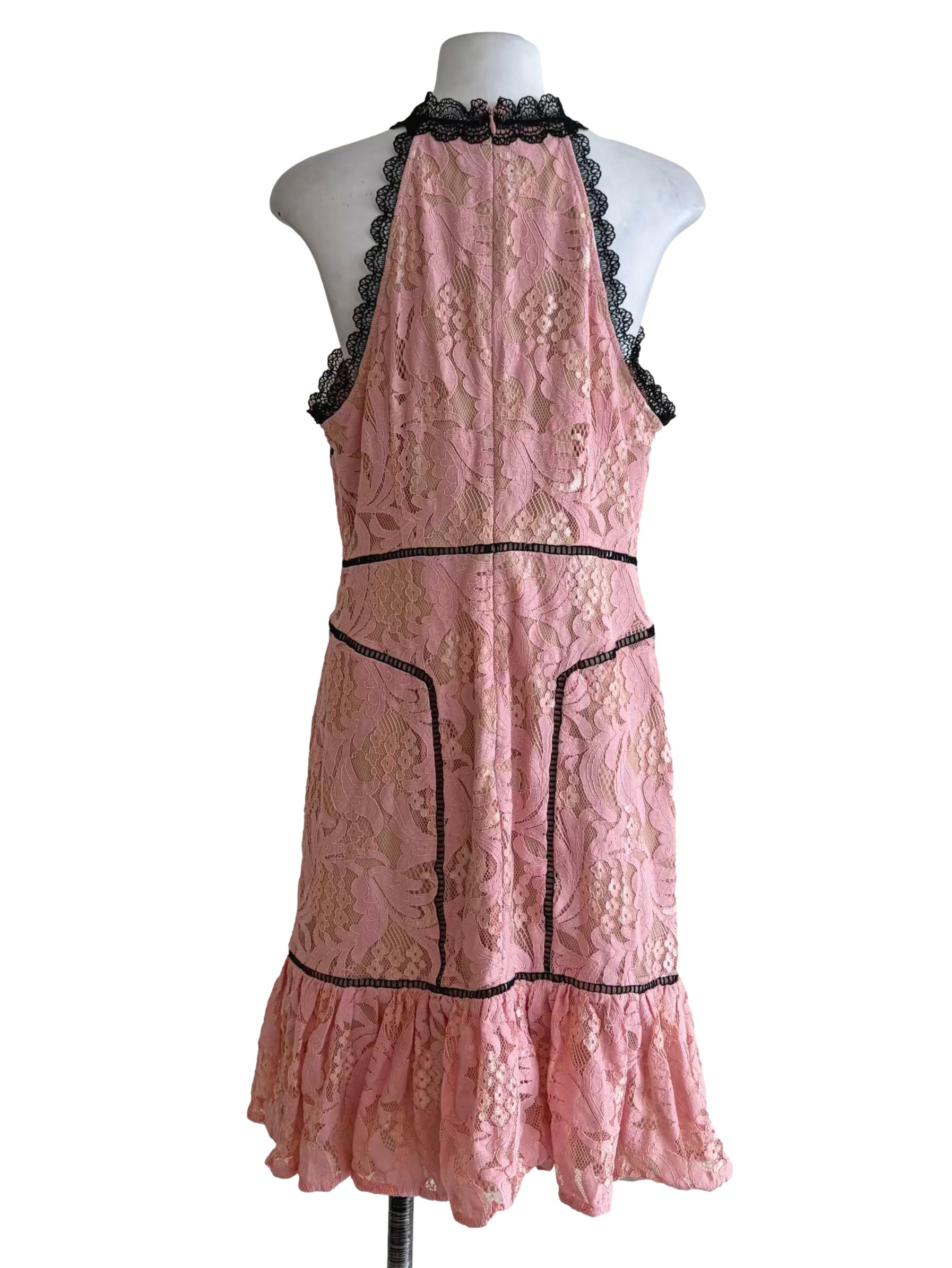Blush Pink Laced High Neck Dress
