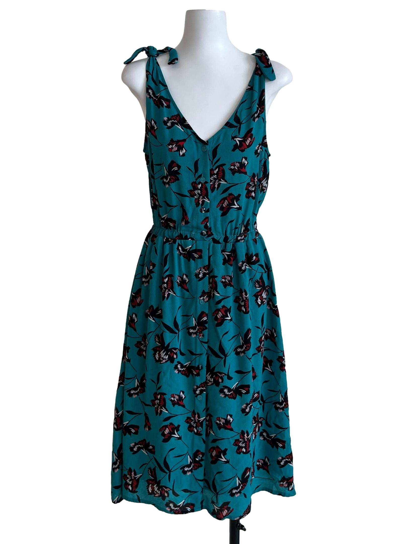 Ocean Blue Floral A-Line Dress