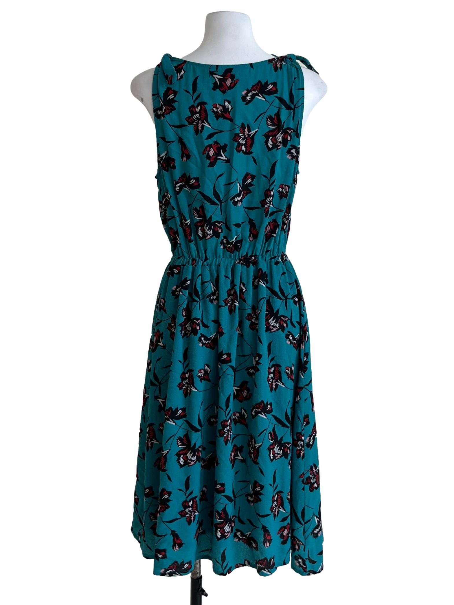 Ocean Blue Floral A-Line Dress