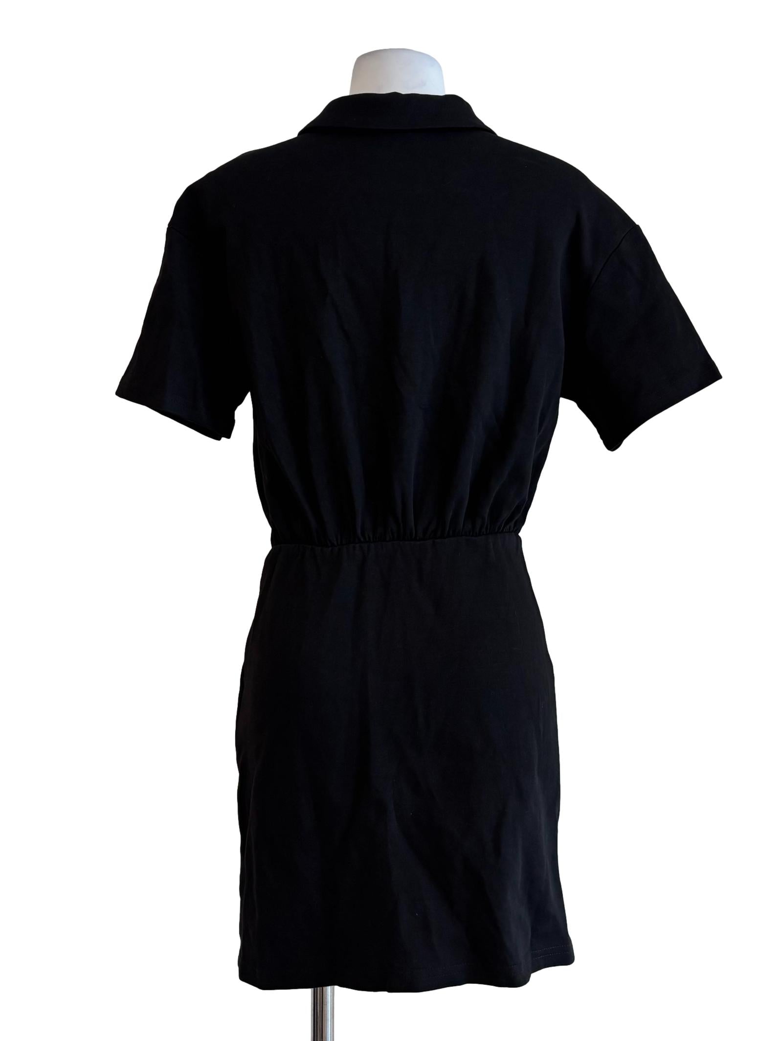 Night Black Short Sleeve Shirt Dress