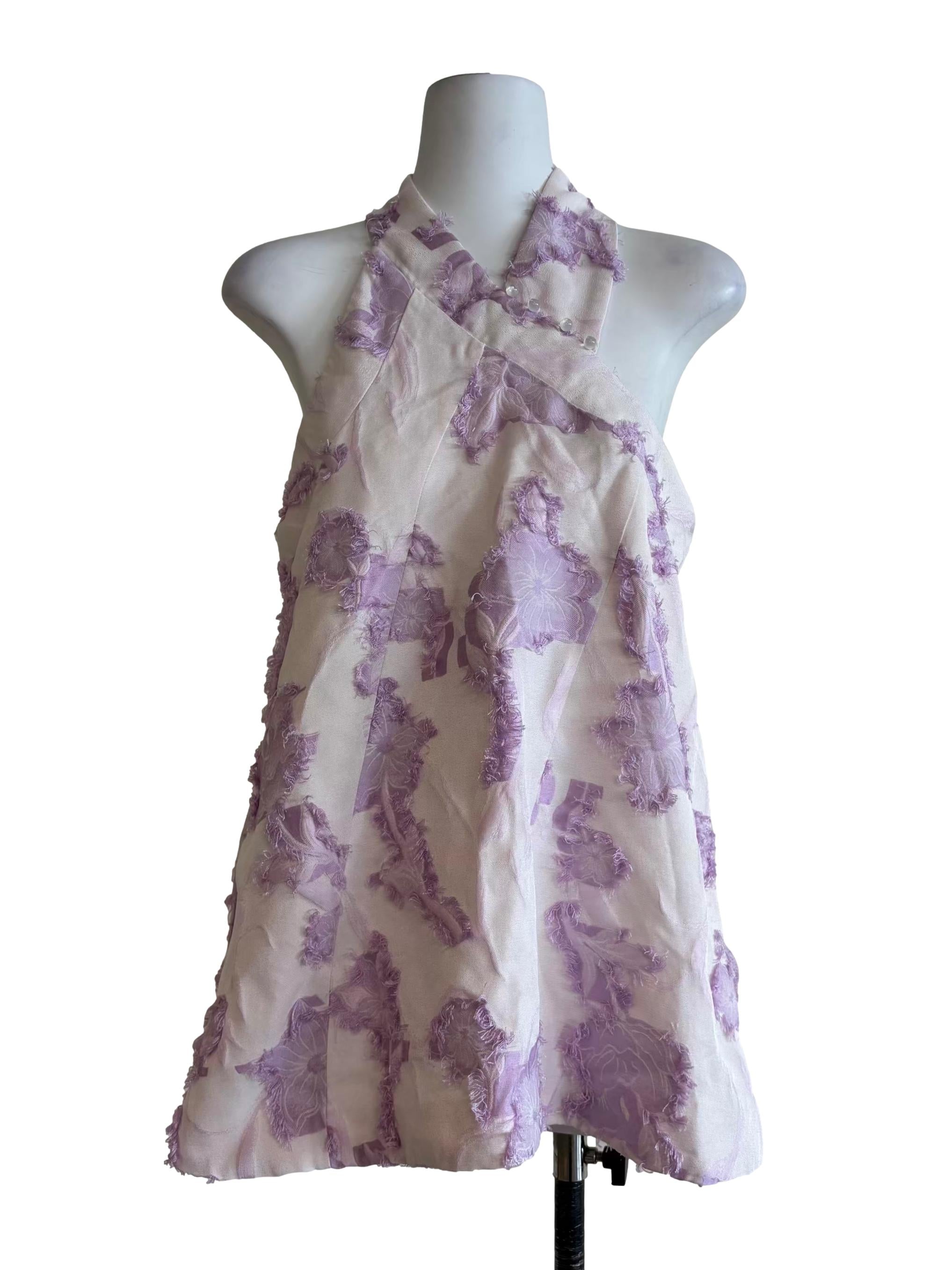 White Lilac Patch A-Line Top