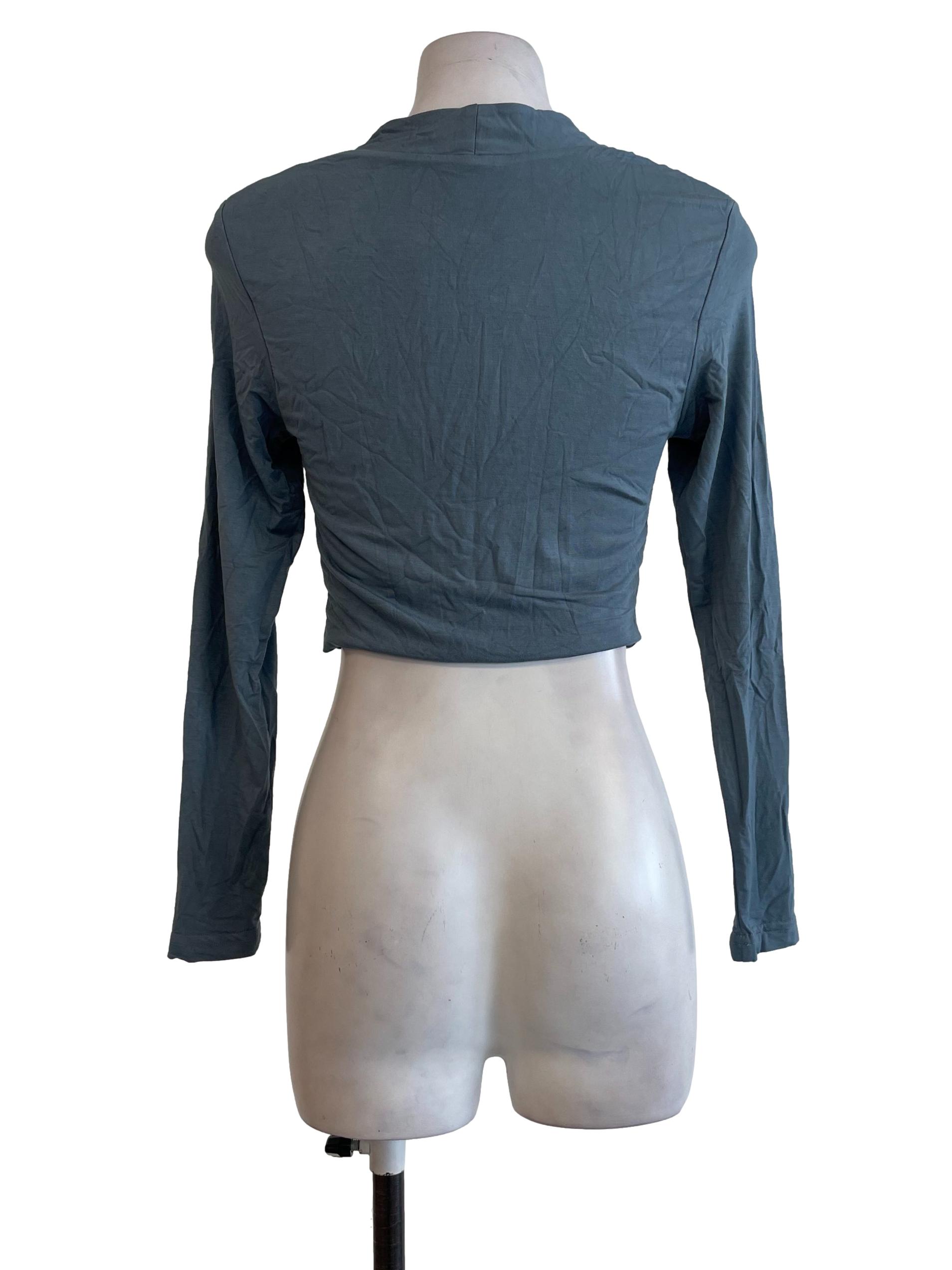 Spruce Blue Box Neck Cropped Top