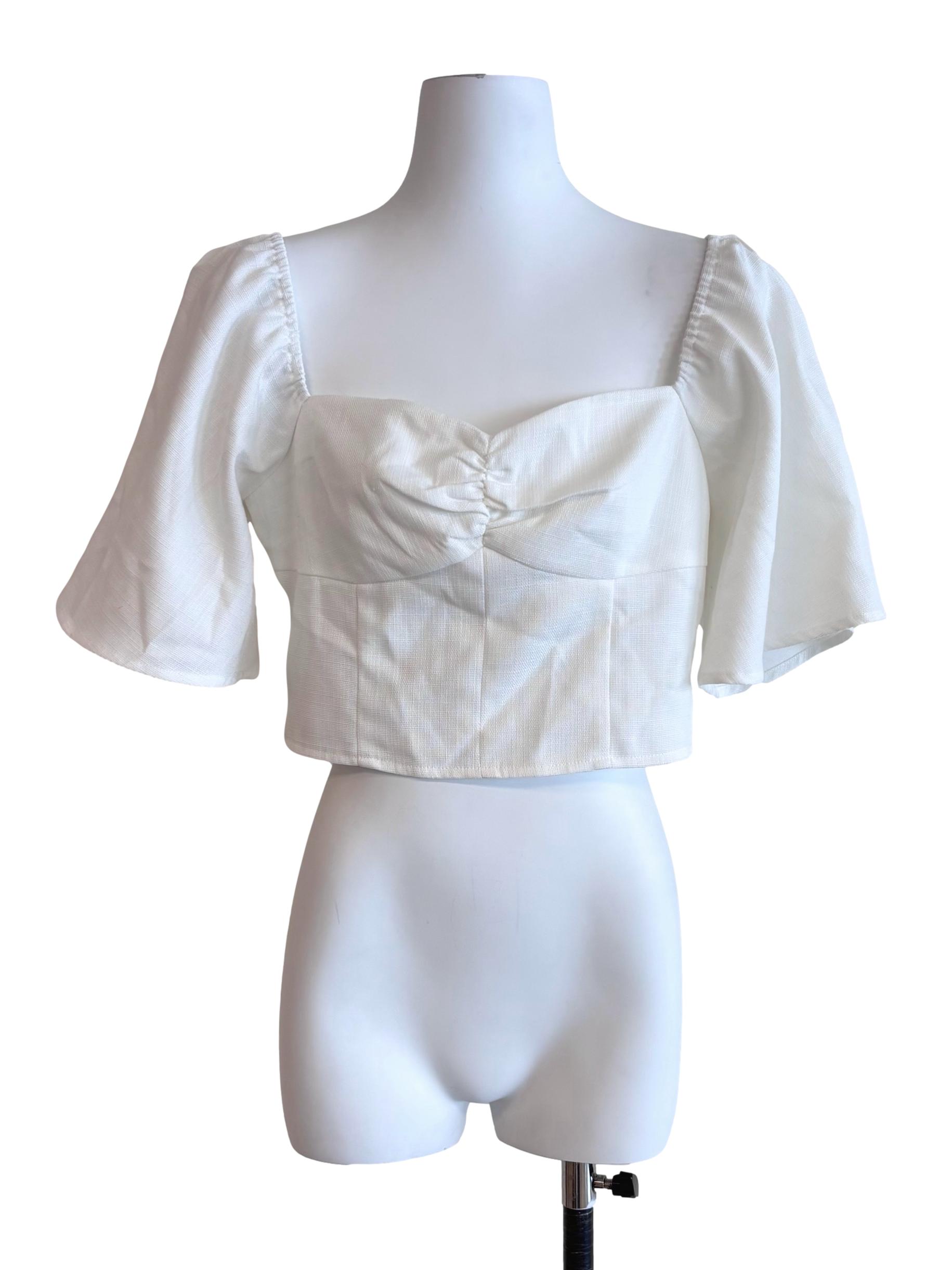 White Flare Sleeve Crop Top