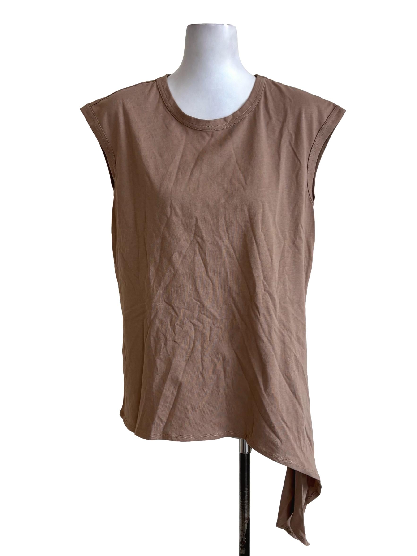Tortilla Brown Sleeveless Asymmetrical Top