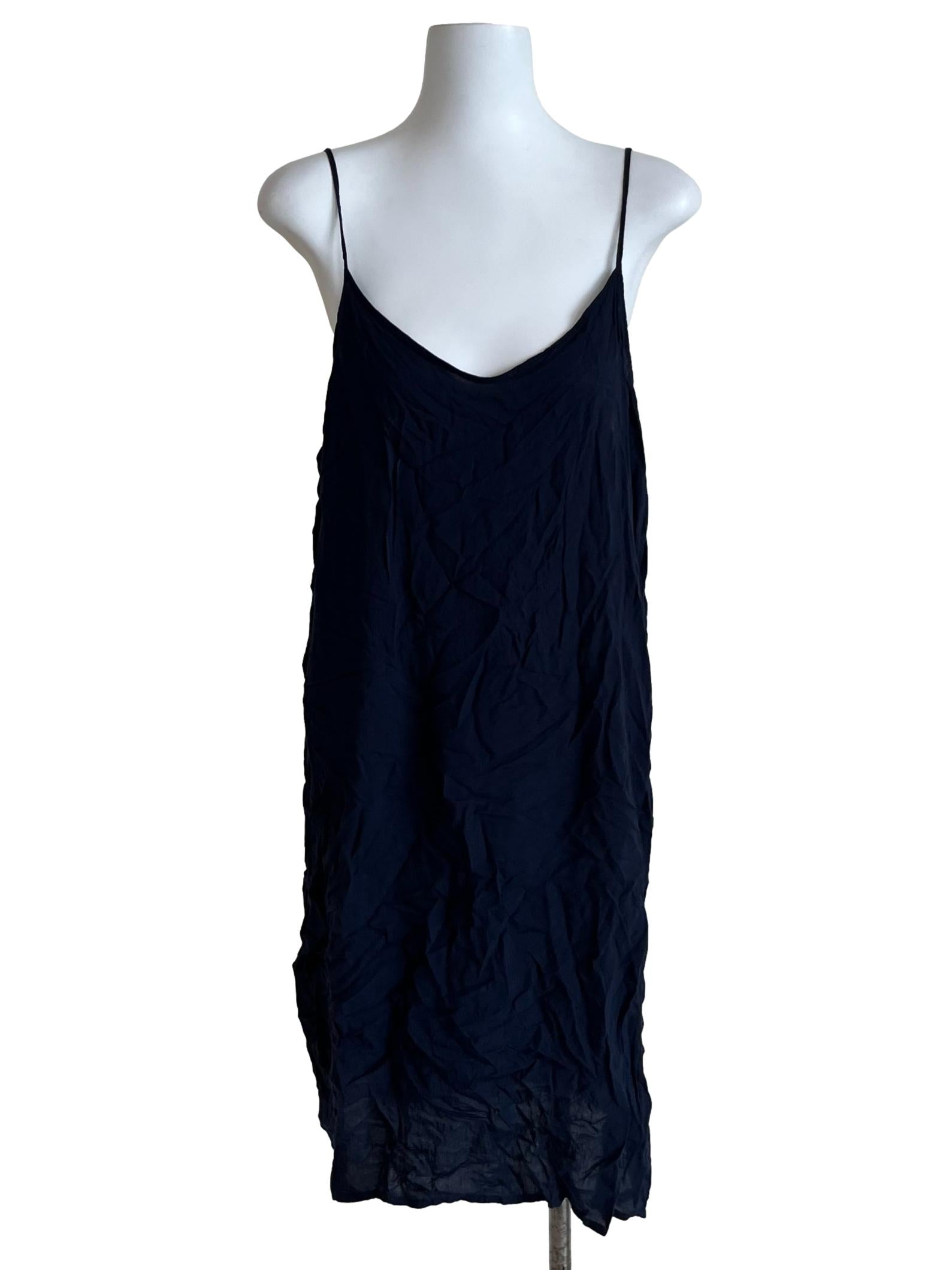 Navy Blue Spaghetti Strap Slip Dress