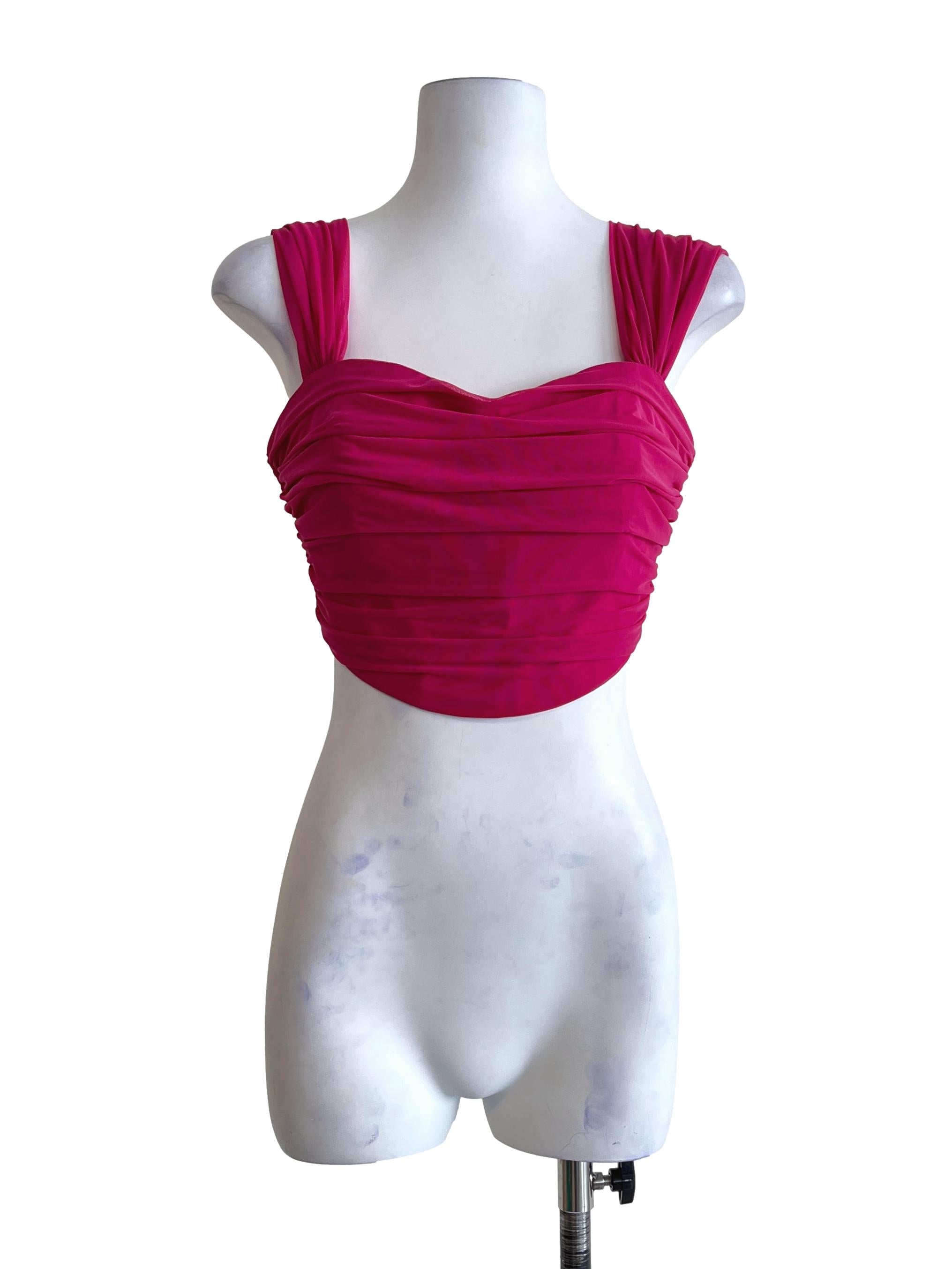 Magenta Pink Sweetheart Sleeveless Top