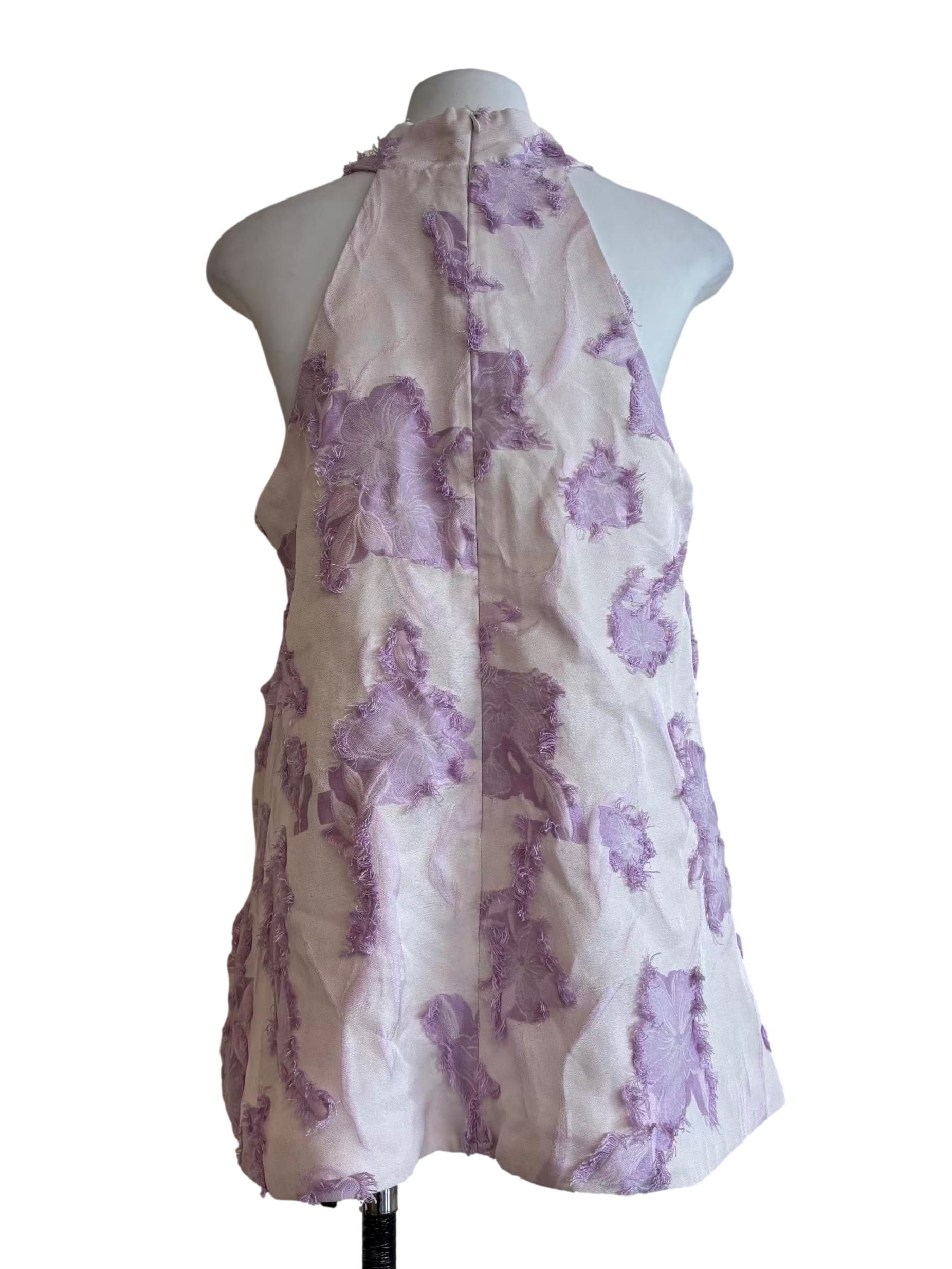 White Lilac Patch A-Line Top