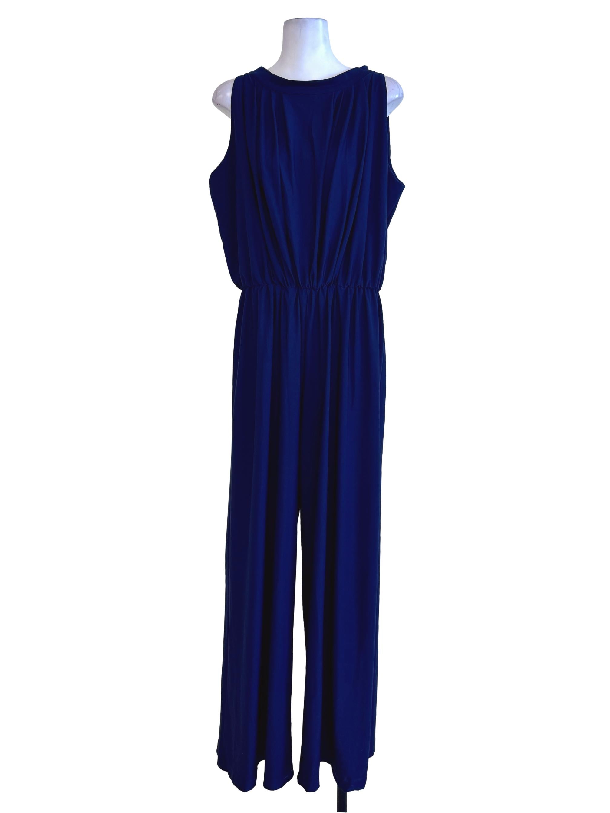 Navy Sleeveless Plain Jumpsuits