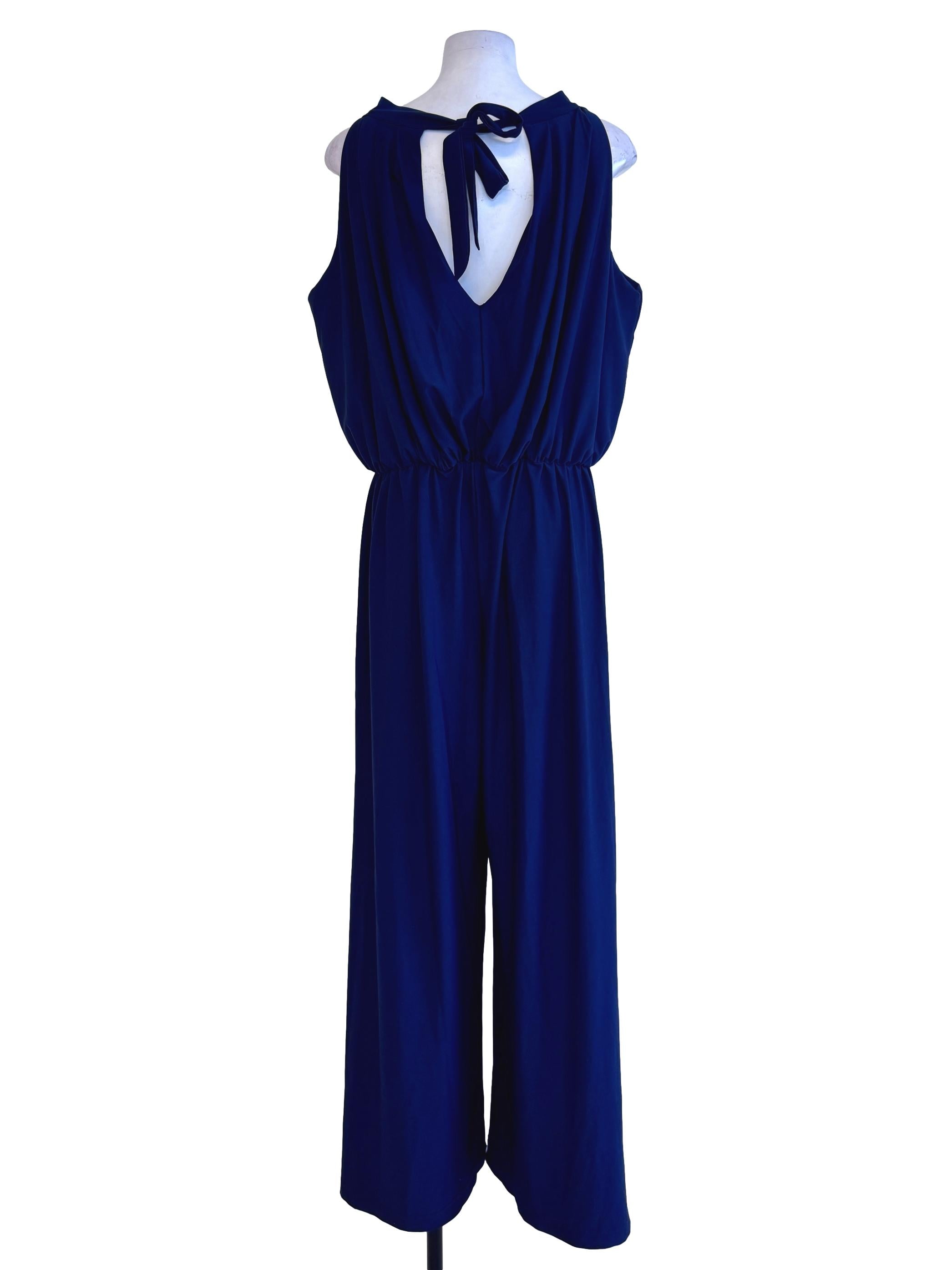 Navy Sleeveless Plain Jumpsuits