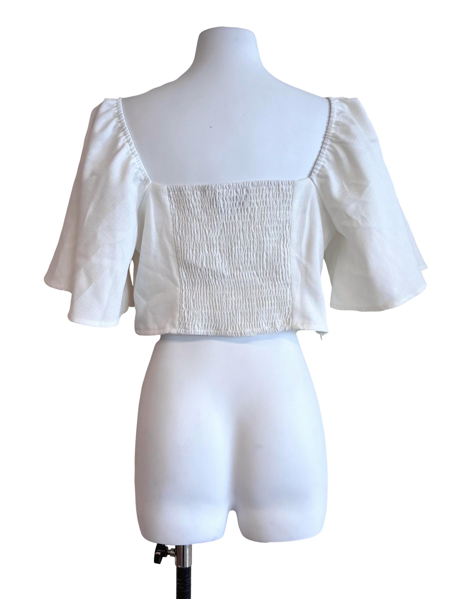White Flare Sleeve Crop Top