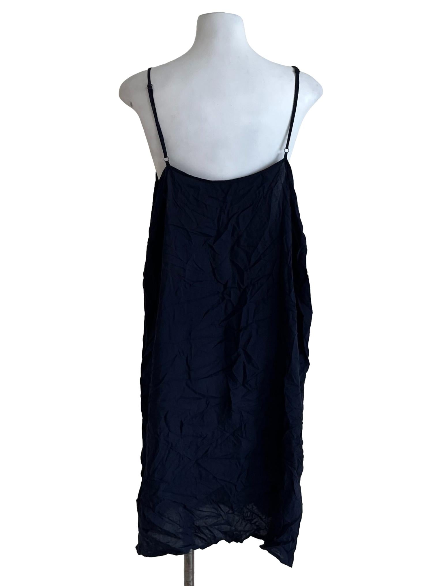 Navy Blue Spaghetti Strap Slip Dress