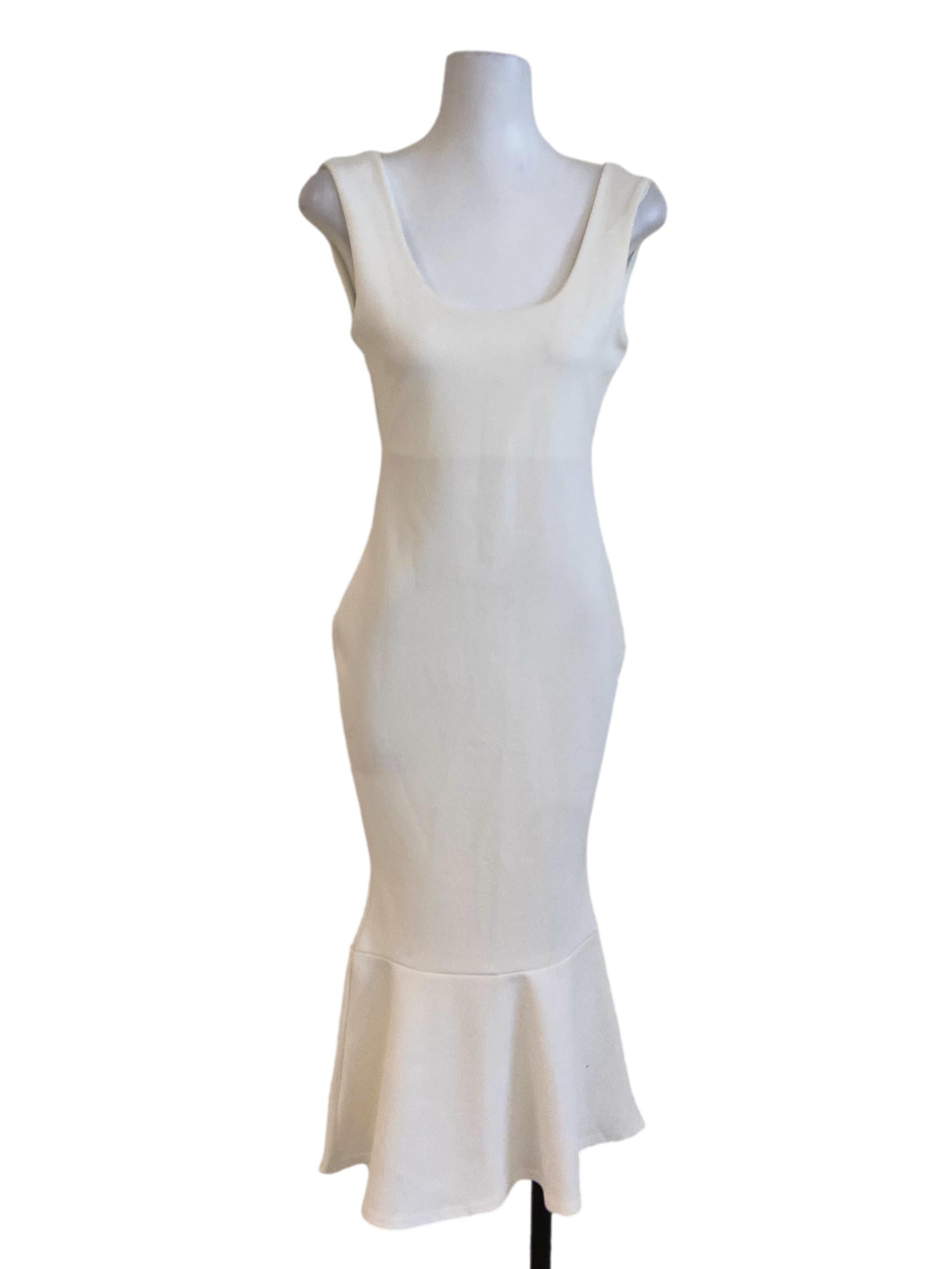 White Sleeveless Bodycon Drop Waist Dress