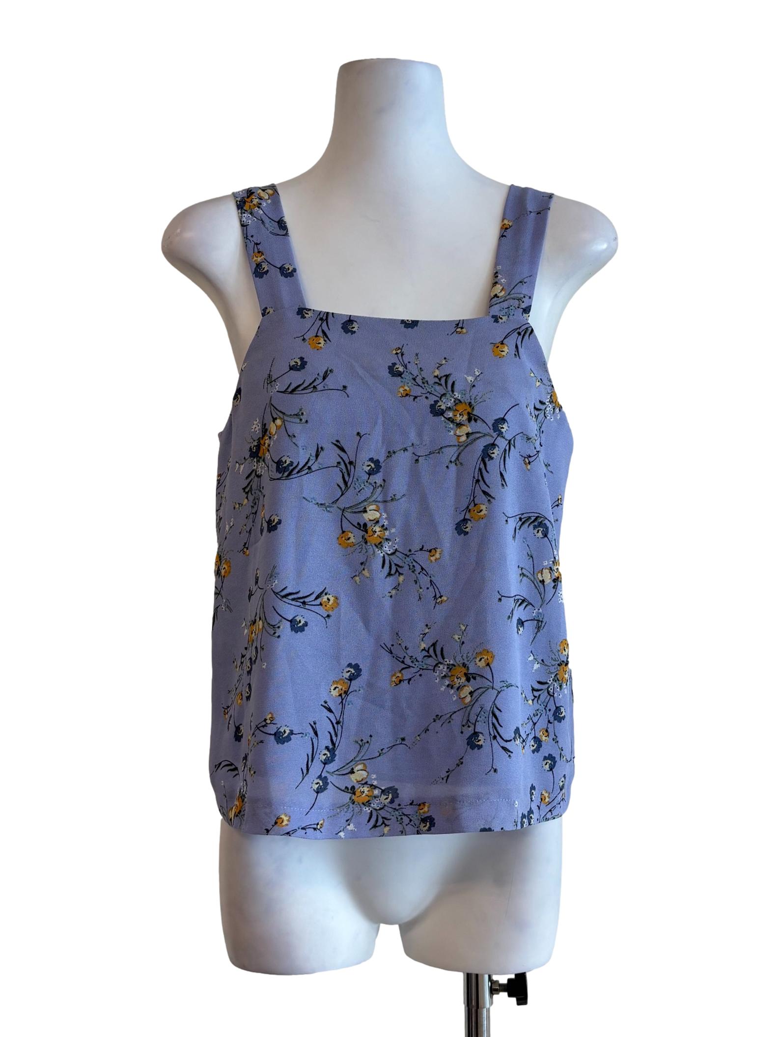 Wisteria Purple Floral Apron Neck Top