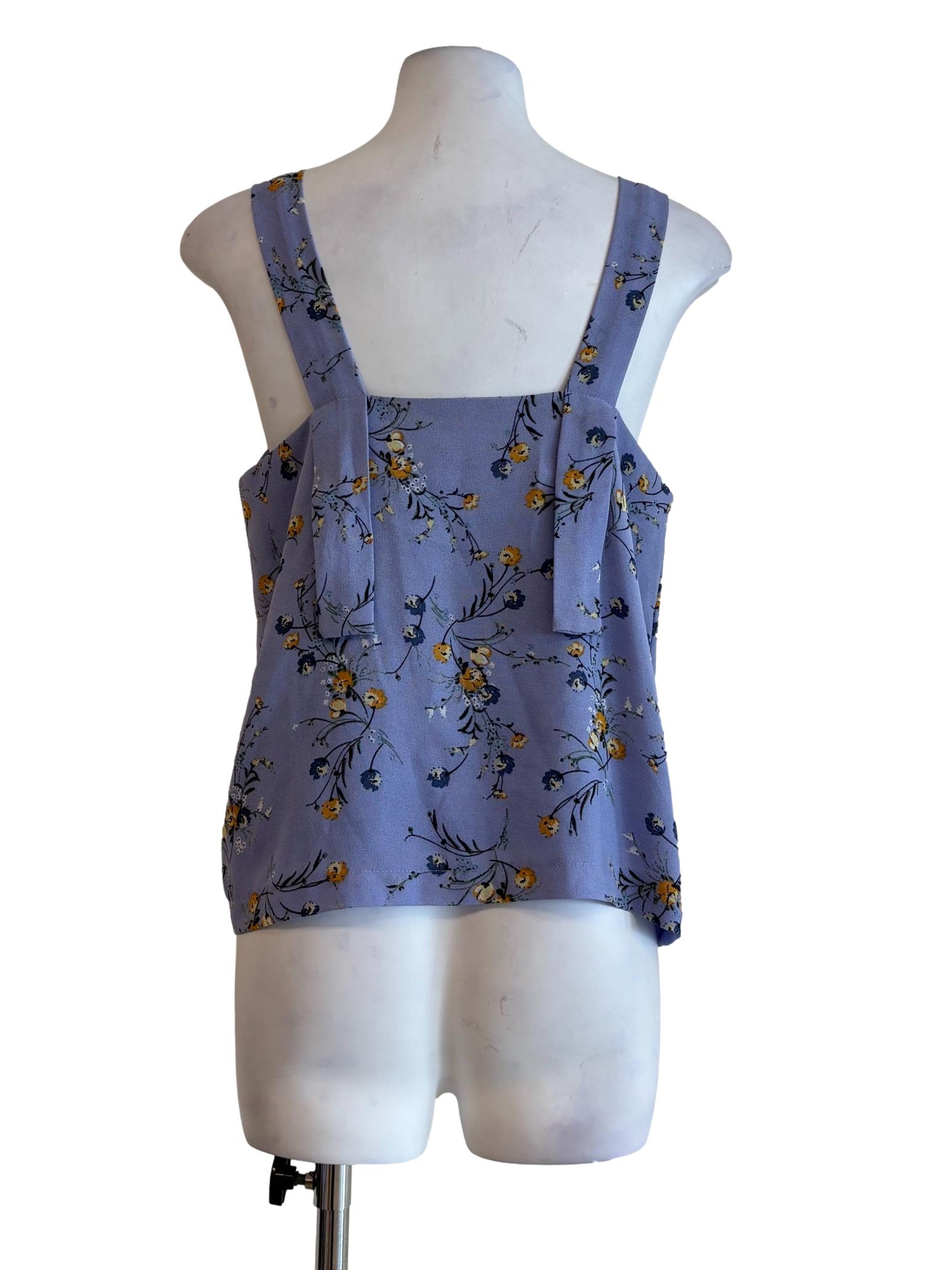 Wisteria Purple Floral Apron Neck Top