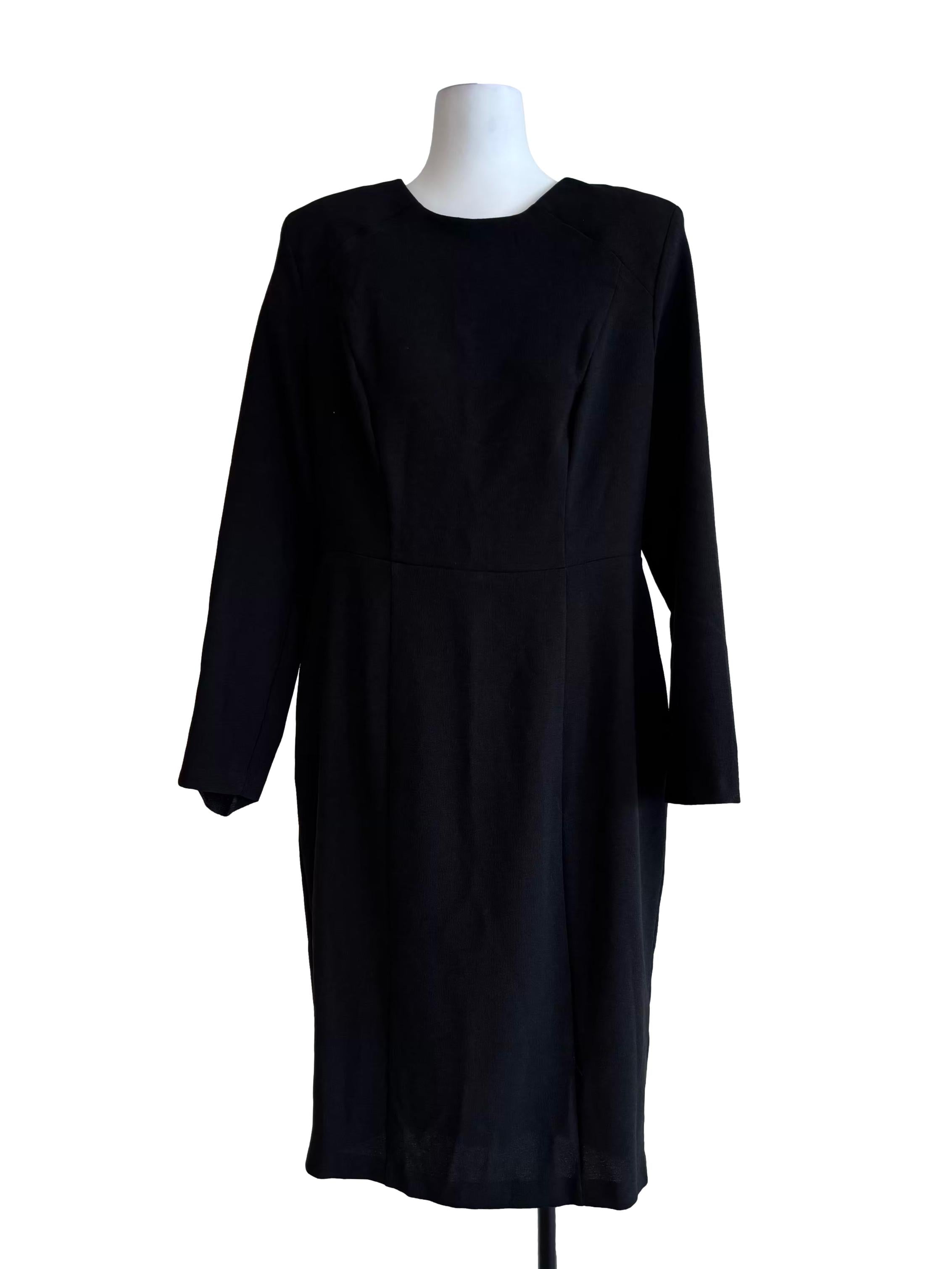 Parisian Black Long Sleeve Sheath Dress