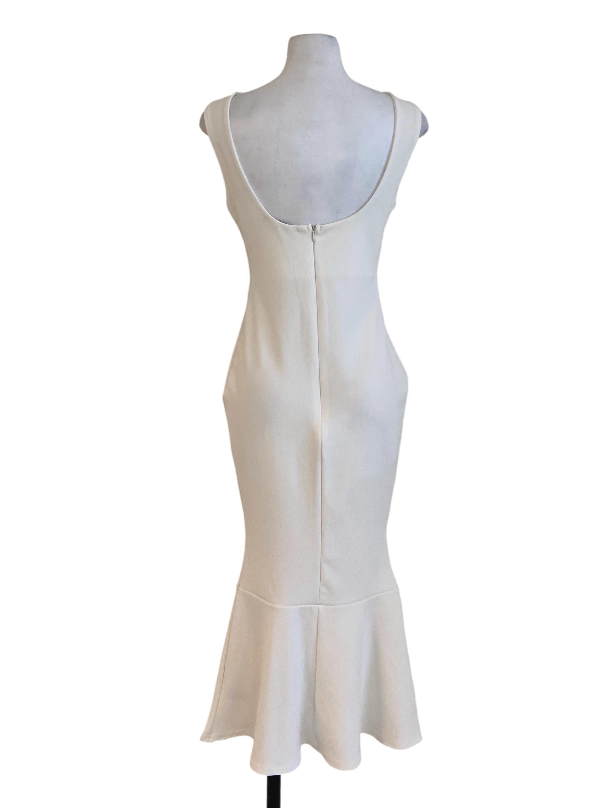 White Sleeveless Bodycon Drop Waist Dress
