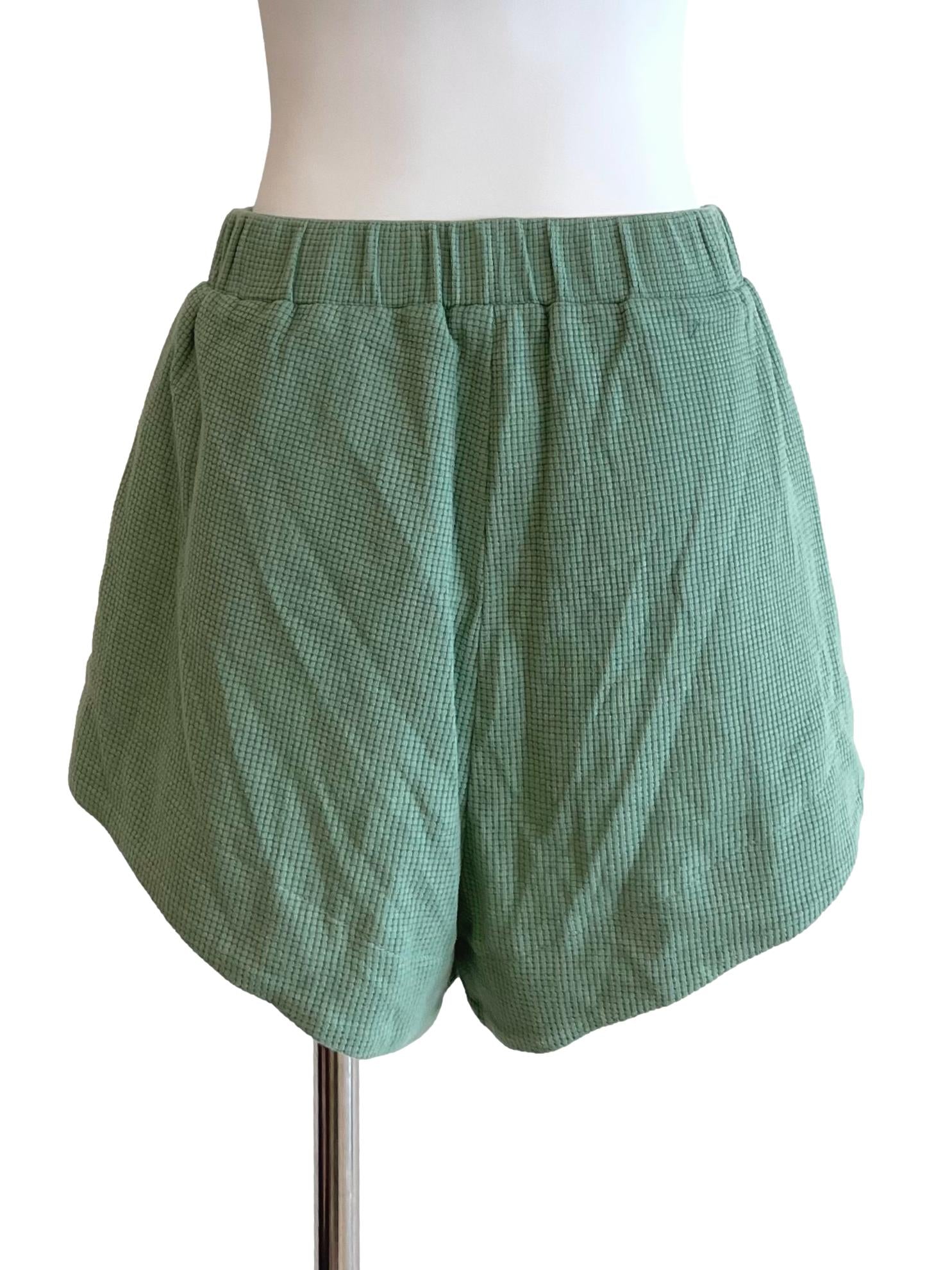 Green Waffle Casual Shorts YHF
