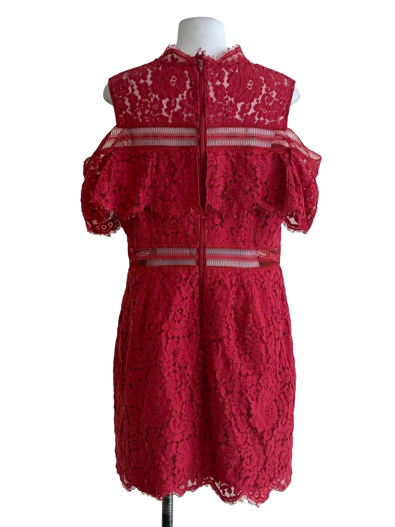 Ruby Red Laced A-Line Dress