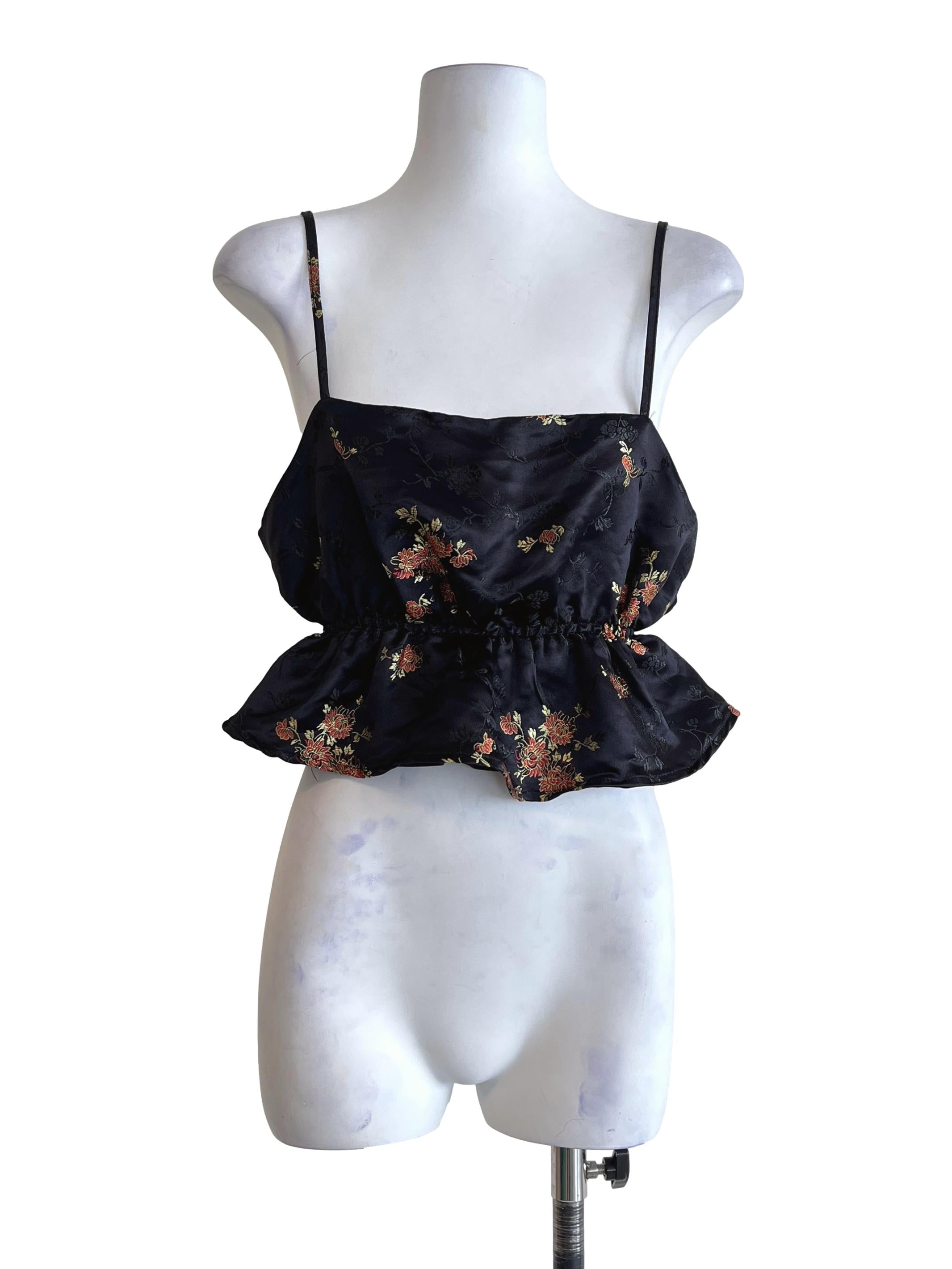 Ink Black Spaghetti Sleeveless Top YHF