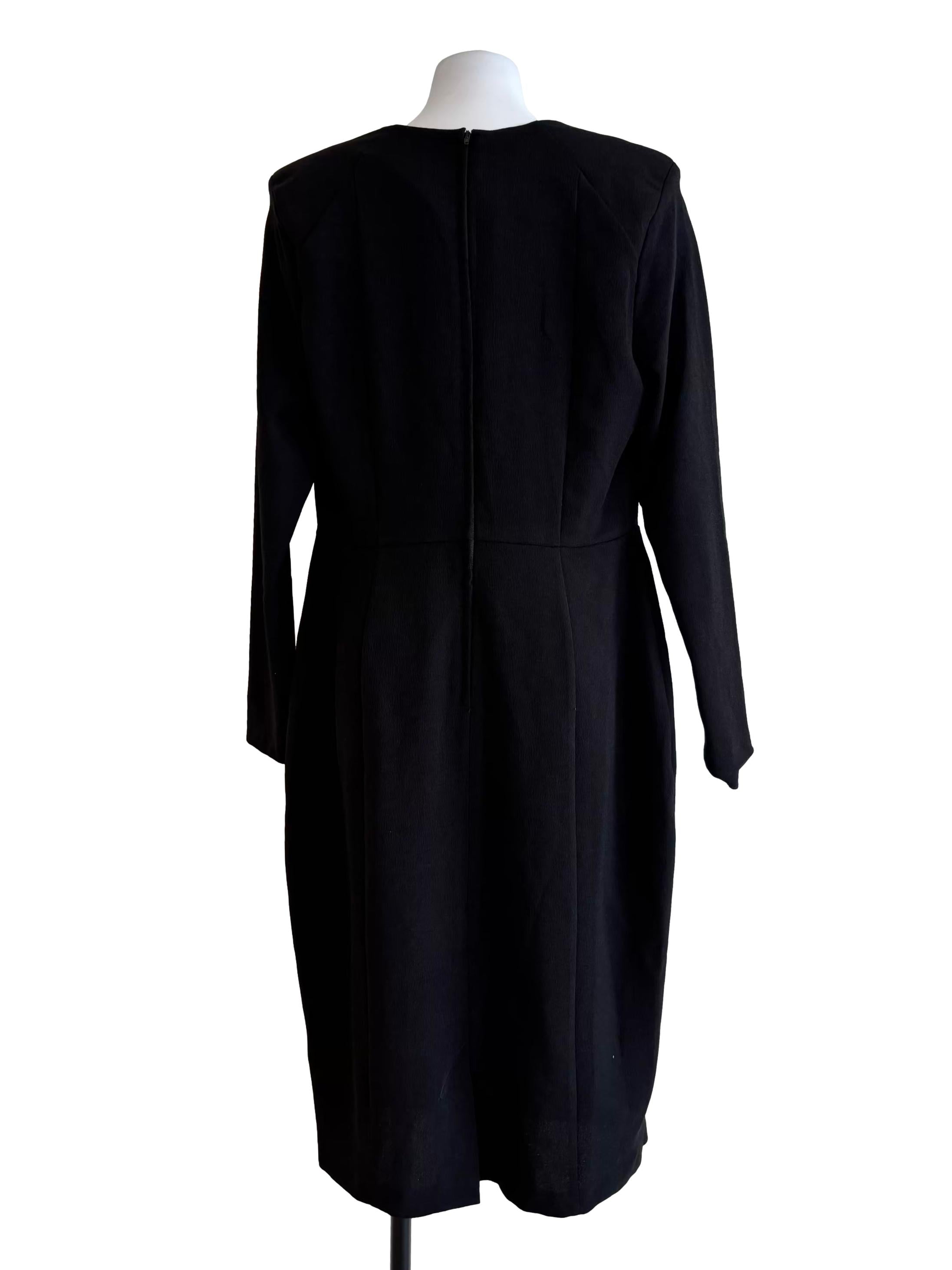 Parisian Black Long Sleeve Sheath Dress