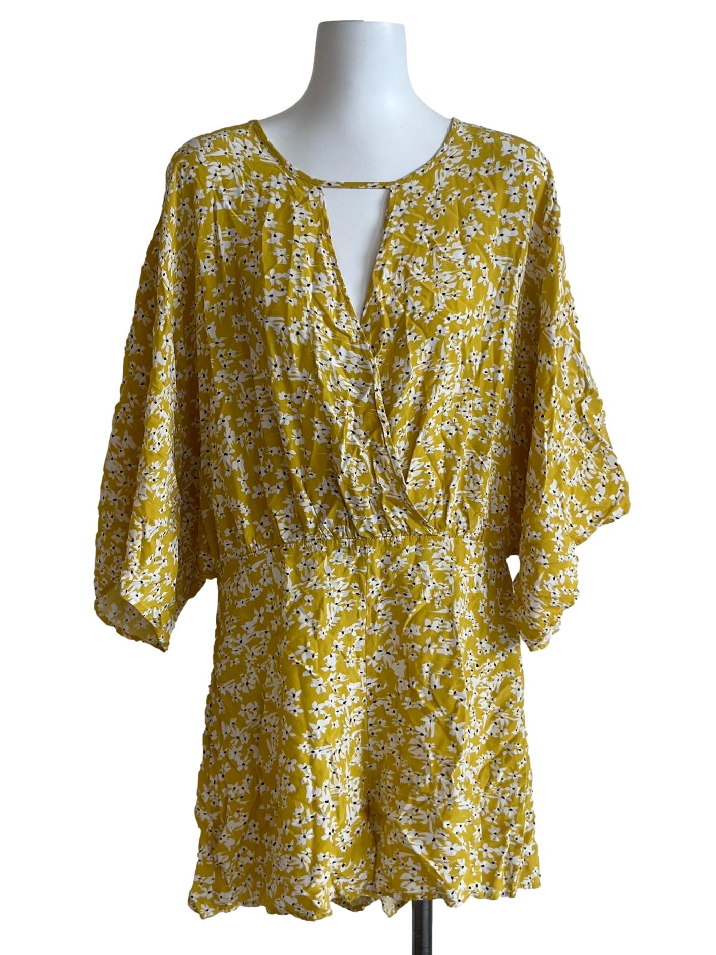 Butter Yellow Floral Romper
