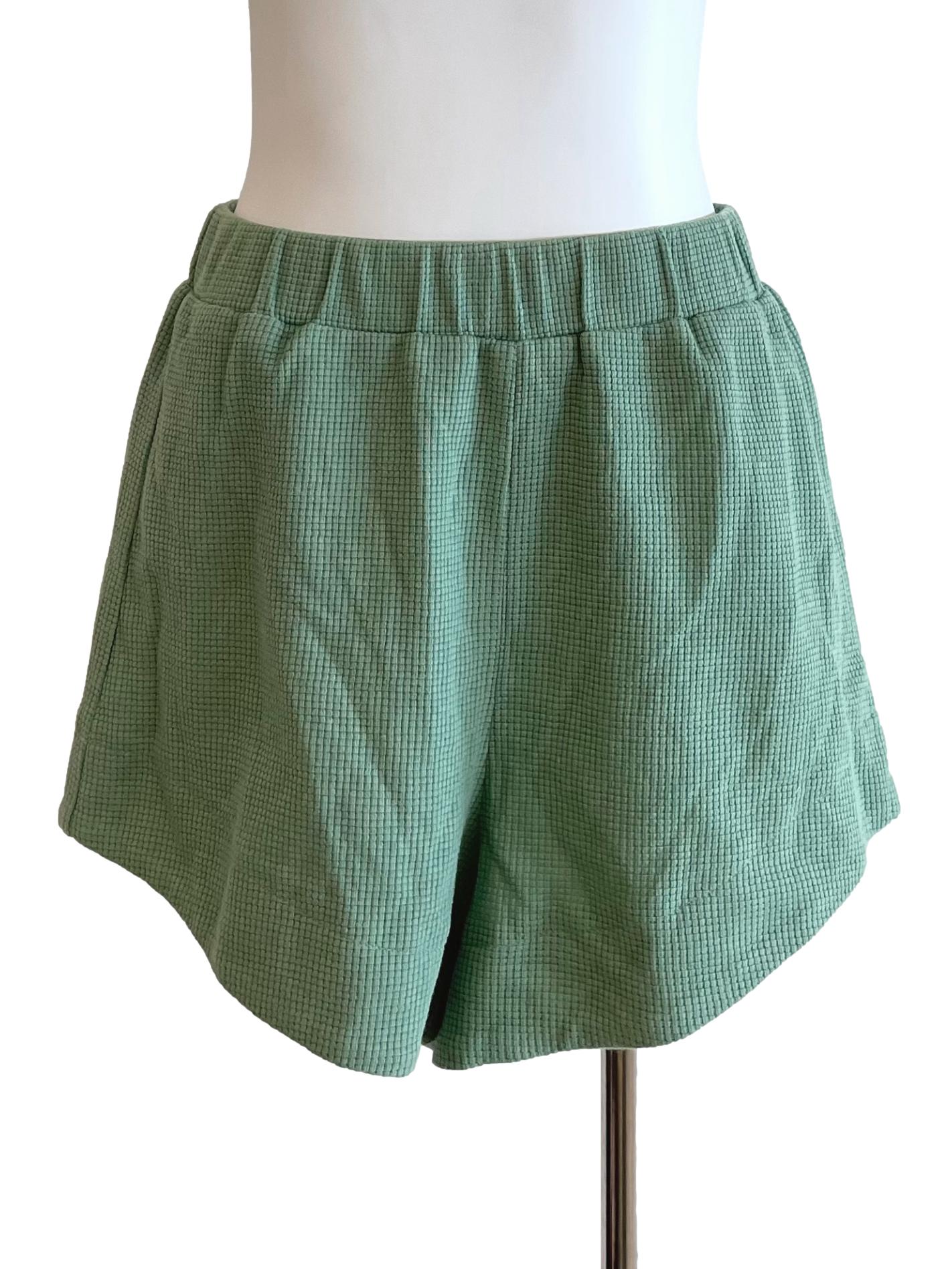 Green Waffle Casual Shorts YHF