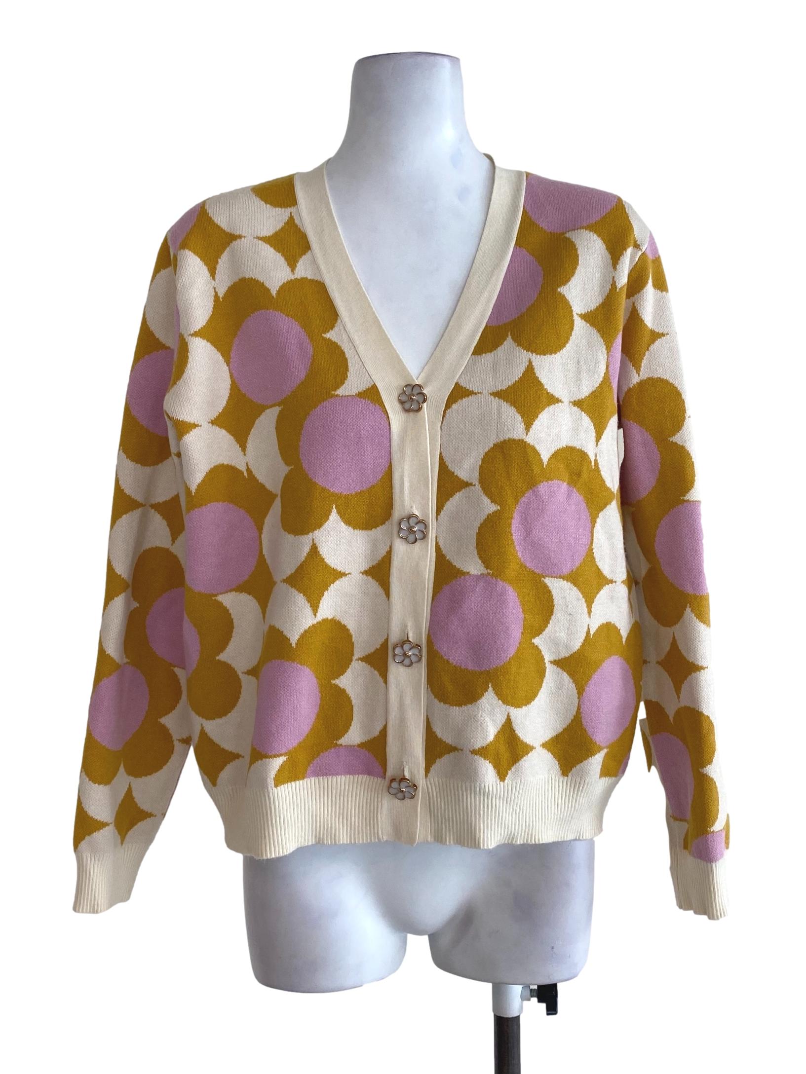 Mustard Patterned Cardigan