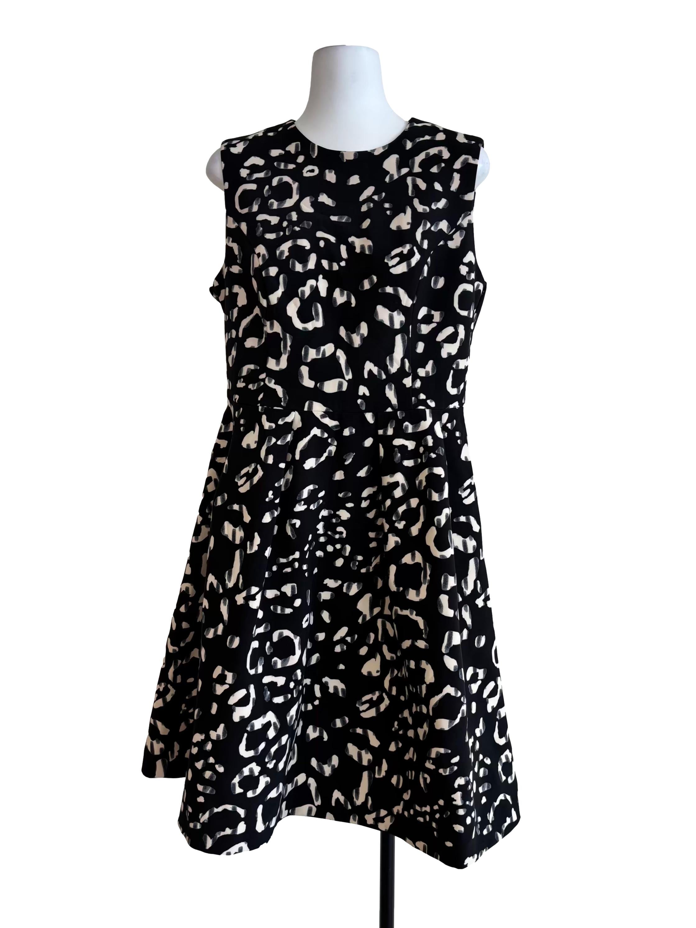 Black And White Patterned A-Line Dress