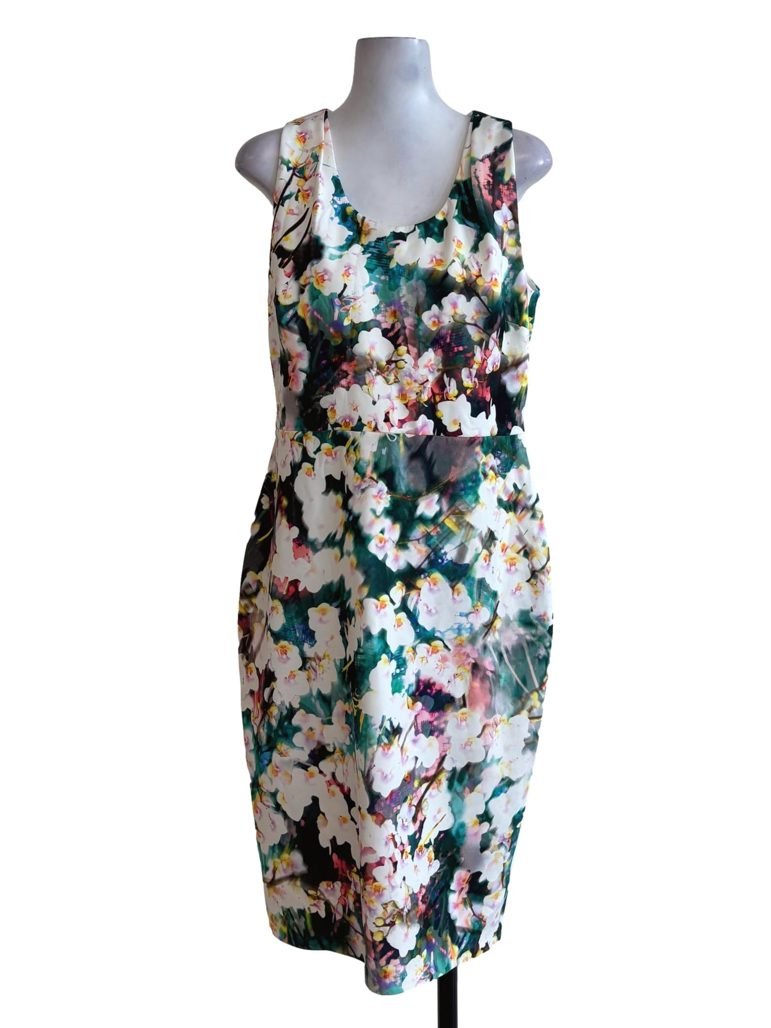 Amazon Green Sleeveless Floral Dress