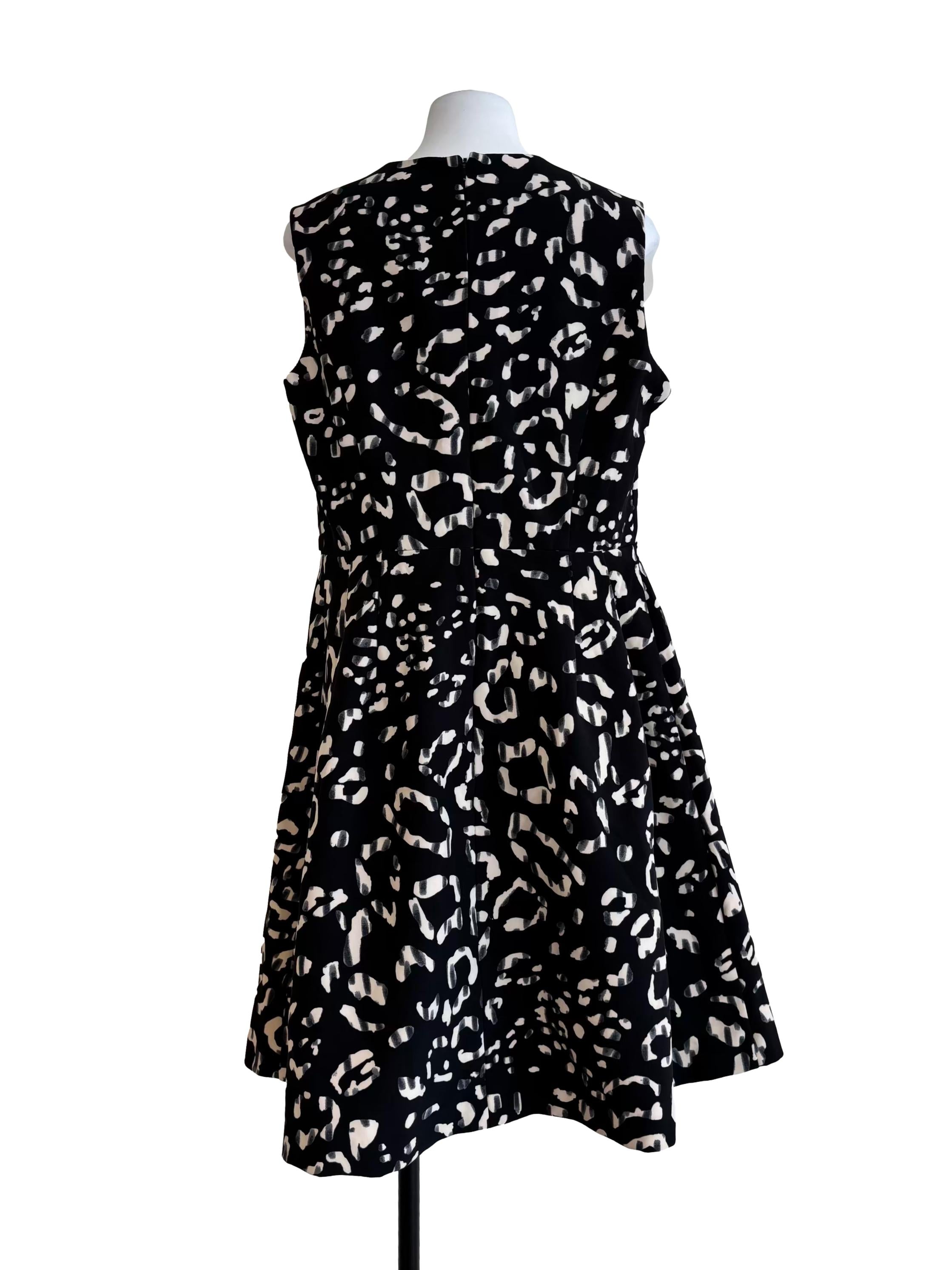 Black And White Patterned A-Line Dress