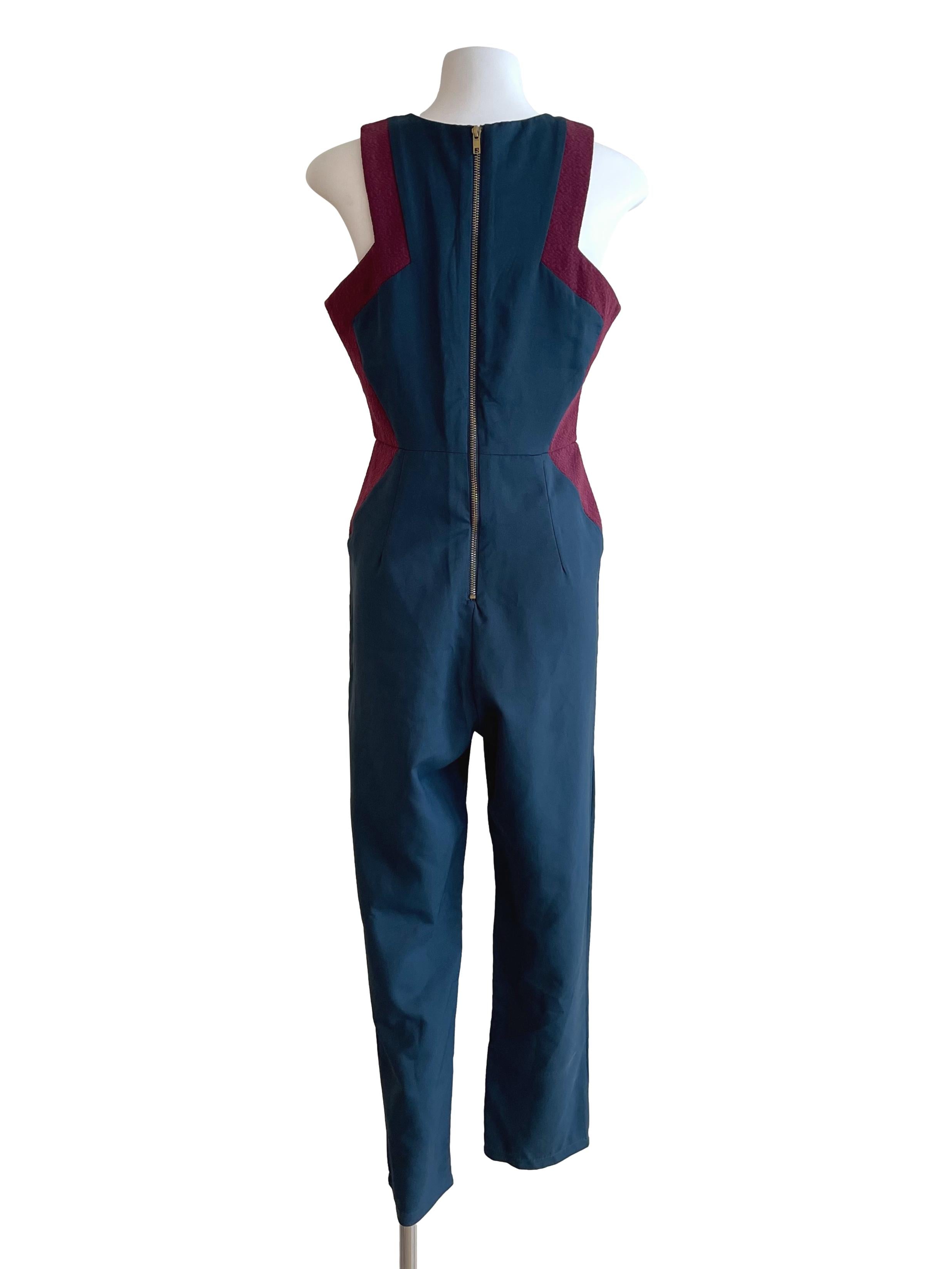 Deep Peacock Sleeveless Formal Jumpsuit