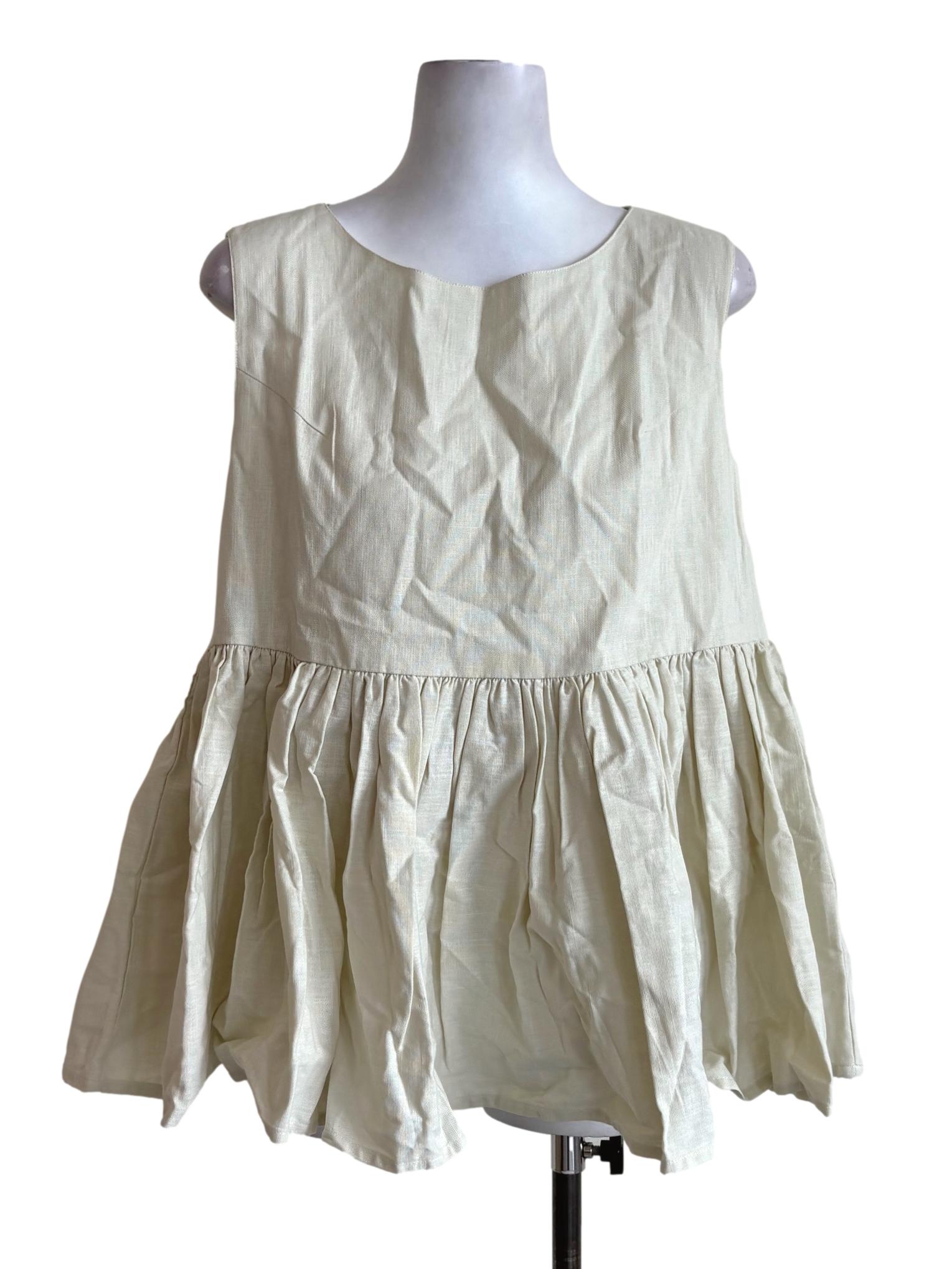 Olive Green Pleated Peplum Top