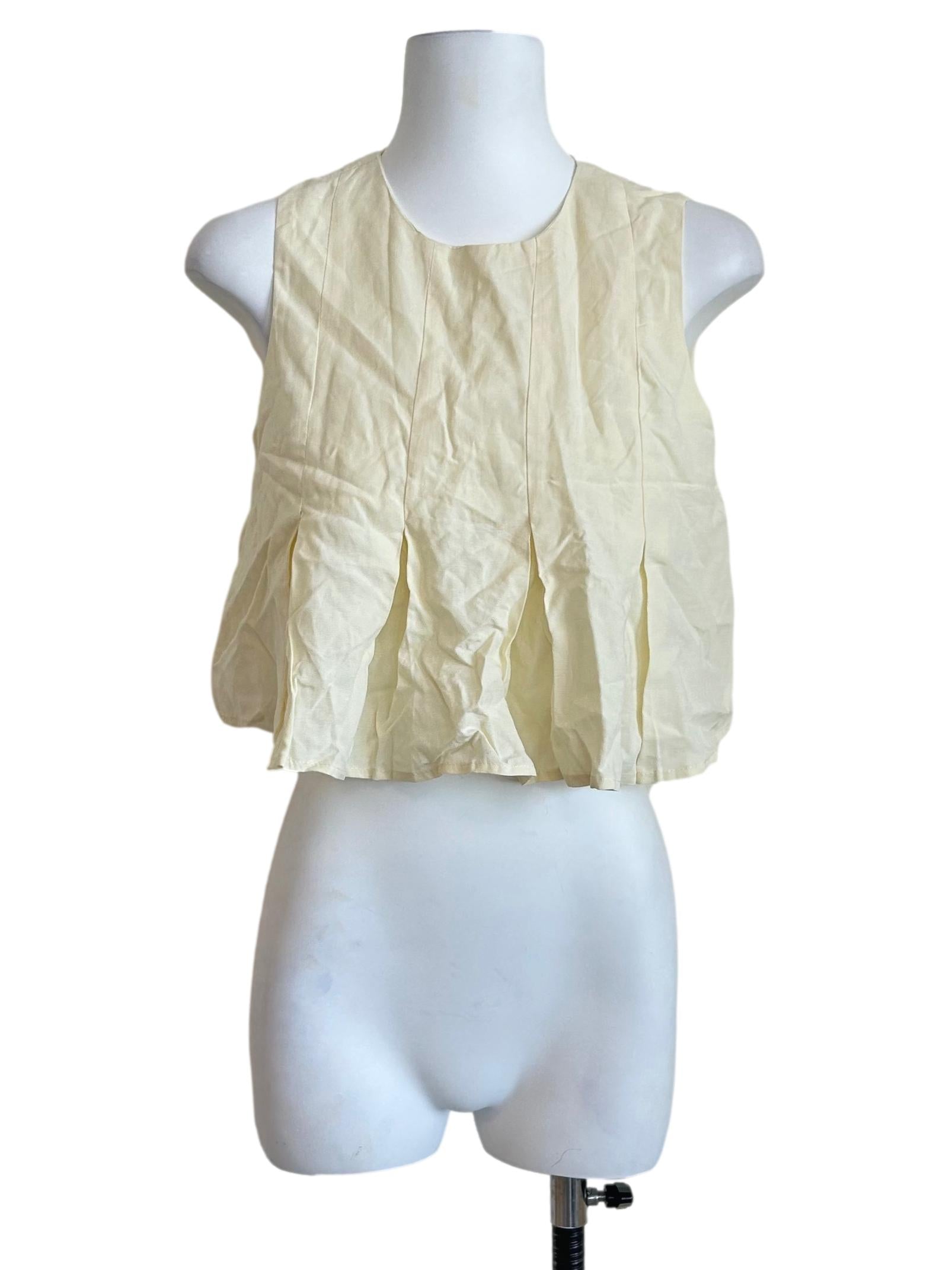 Buttercream Yellow Pleated Crop Top TEM