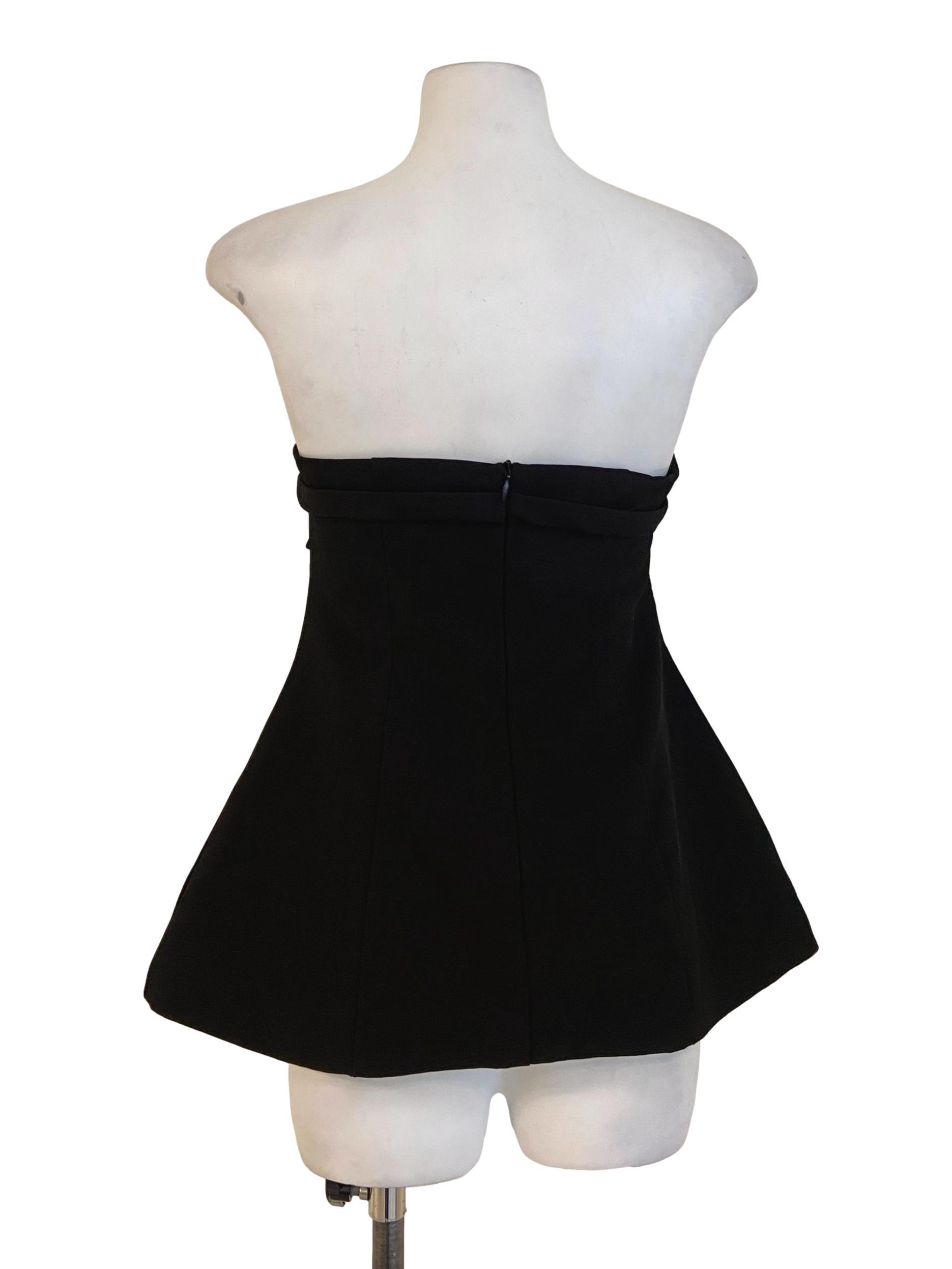 Black Strapless Twill Blouse
